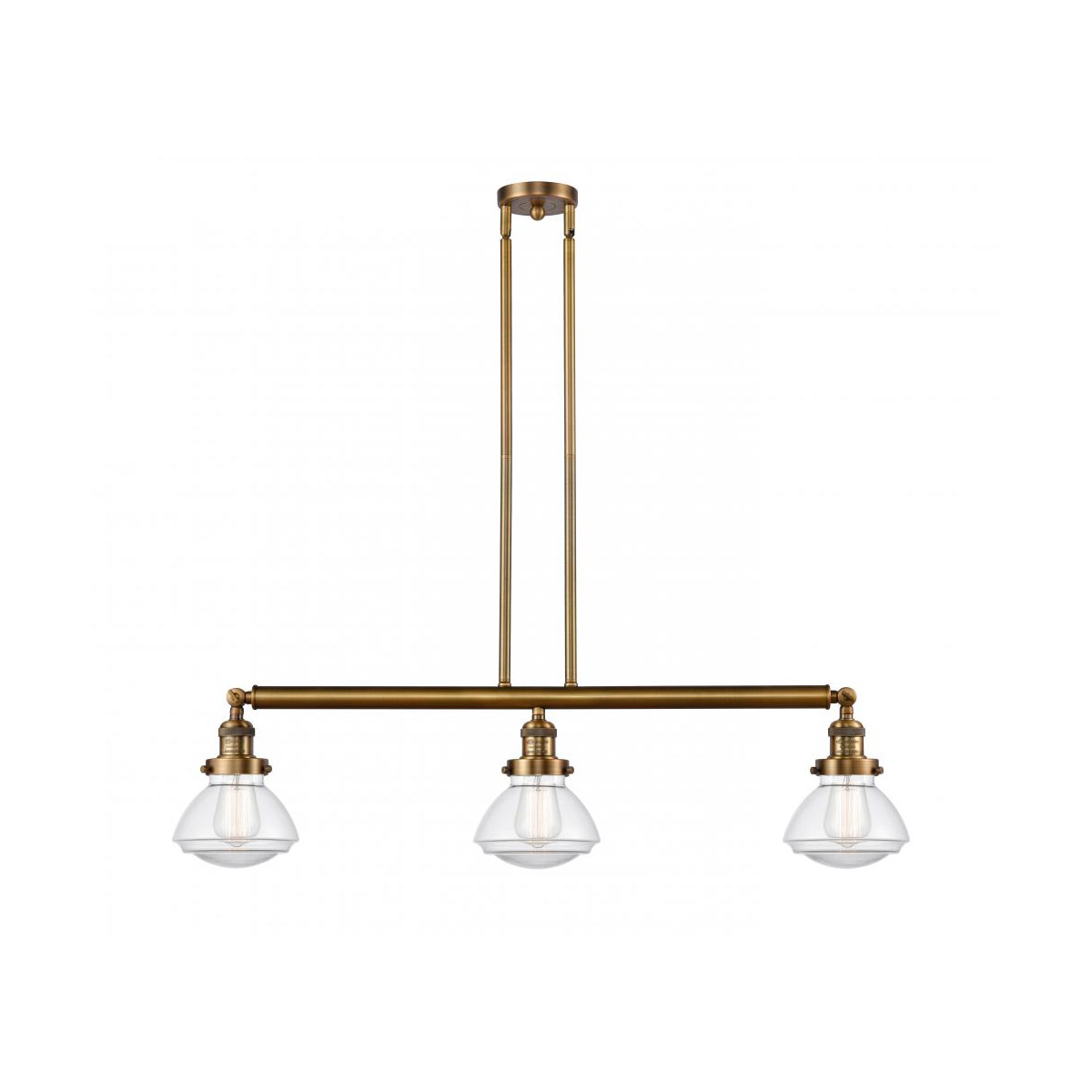 Franklin Restoration Olean 3 Light 39 inch Brushed Brass Island Light Ceiling Light in Clear Glass, Franklin Restoration