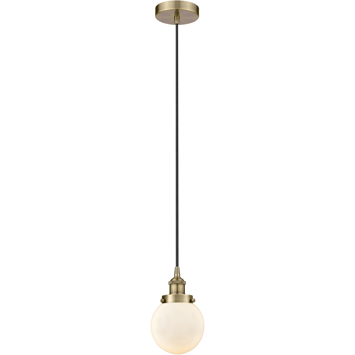 Edison Beacon LED 6 inch Antique Brass Mini Pendant Ceiling Light