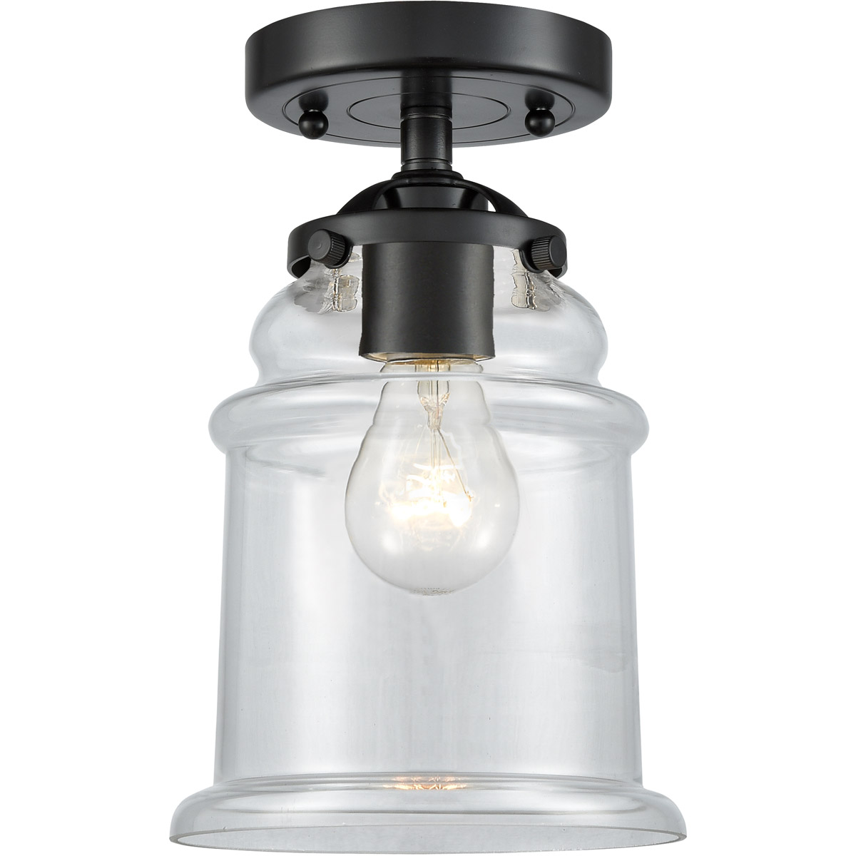 Nouveau Canton 1 Light 6 inch Oil Rubbed Bronze Semi-Flush Mount Ceiling Light in Clear Glass, Nouveau