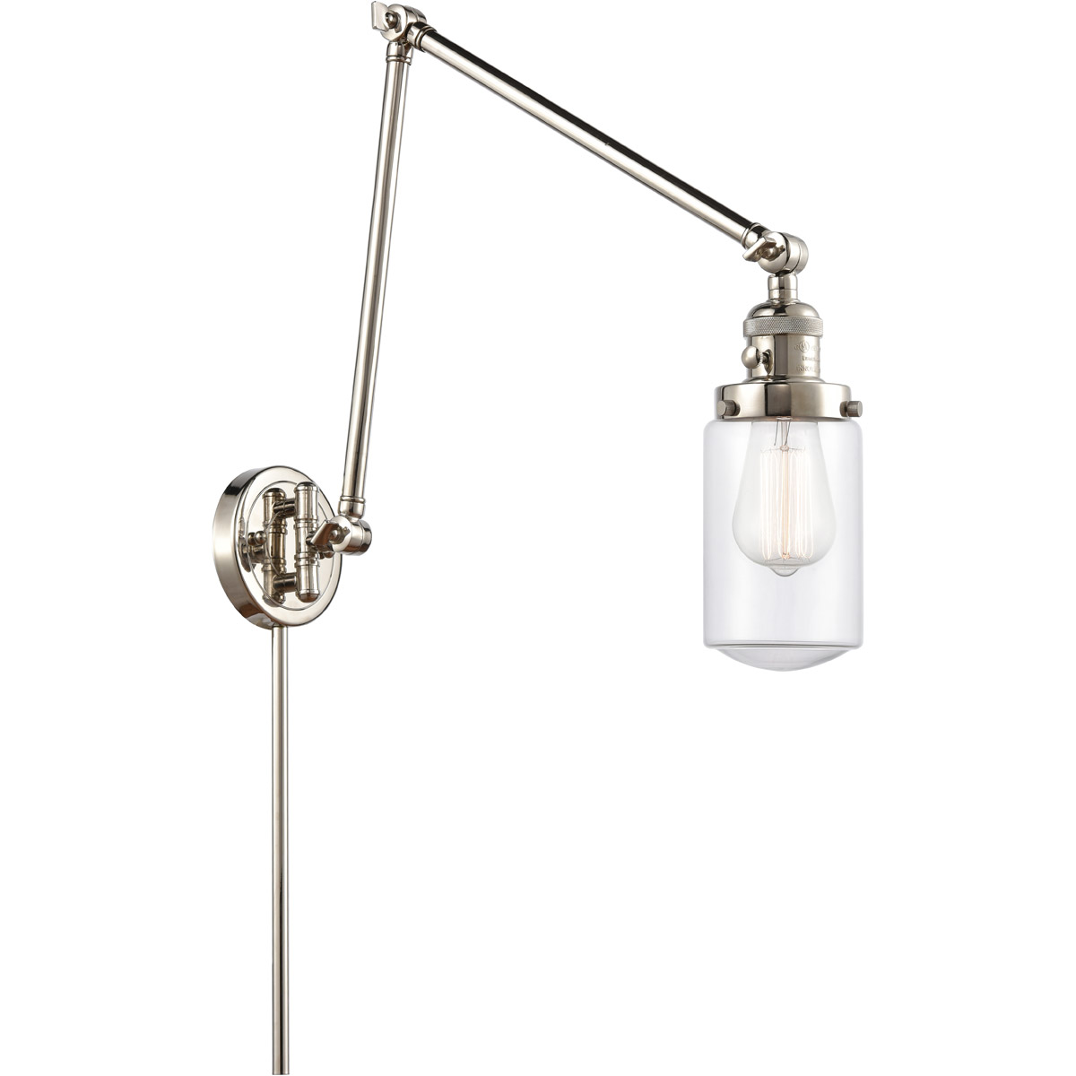 Dover 30 inch 60.00 watt Polished Nickel Swing Arm Wall Light, Franklin Restoration