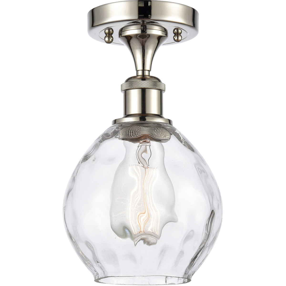 Ballston Small Waverly LED 6 inch Polished Nickel Semi-Flush Mount Ceiling Light, Ballston