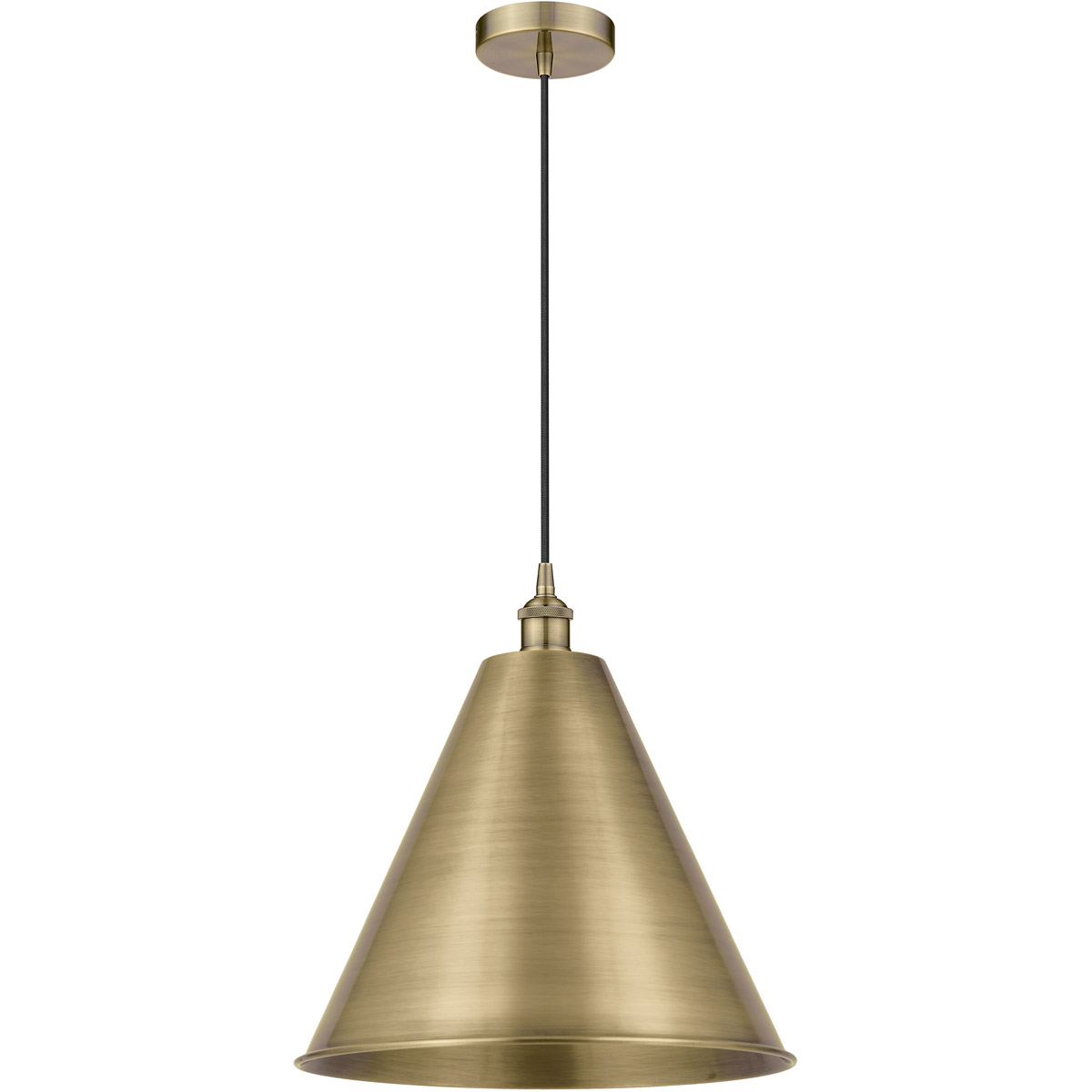 Edison Cone 1 Light 16 inch Antique Brass Mini Pendant Ceiling Light