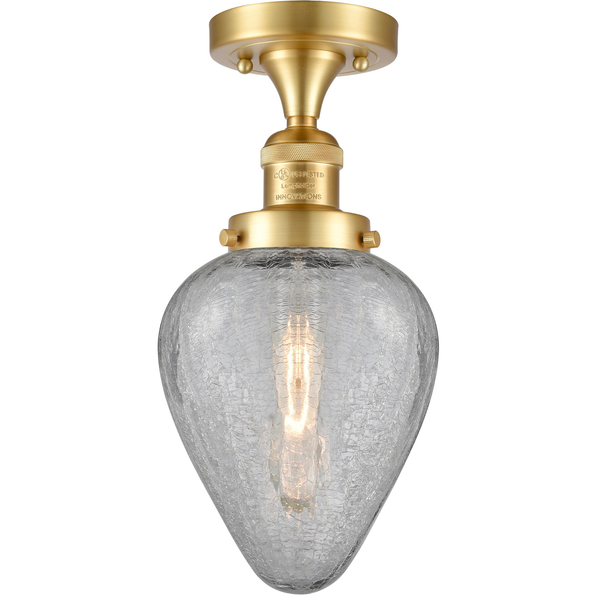 Franklin Restoration Geneseo LED 7 inch Satin Gold Semi-Flush Mount Ceiling Light, Franklin Restoration