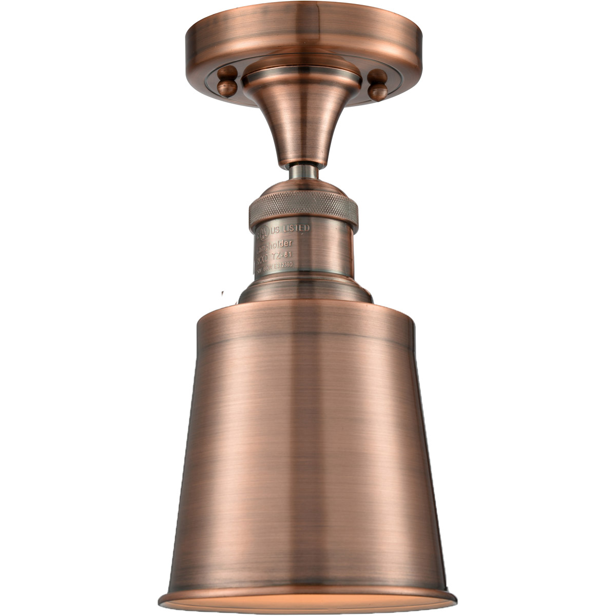 Franklin Restoration Addison LED 5 inch Antique Copper Semi-Flush Mount Ceiling Light, Franklin Restoration