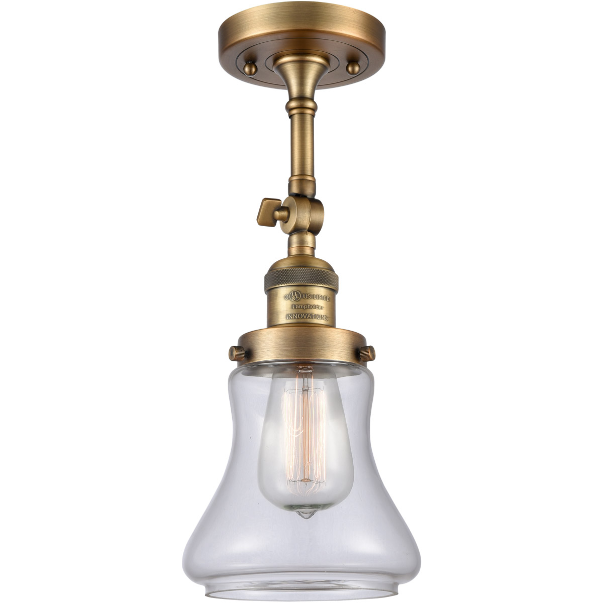 Franklin Restoration Bellmont 1 Light 6 inch Brushed Brass Semi-Flush Mount Ceiling Light in Clear Glass, Franklin Restoration
