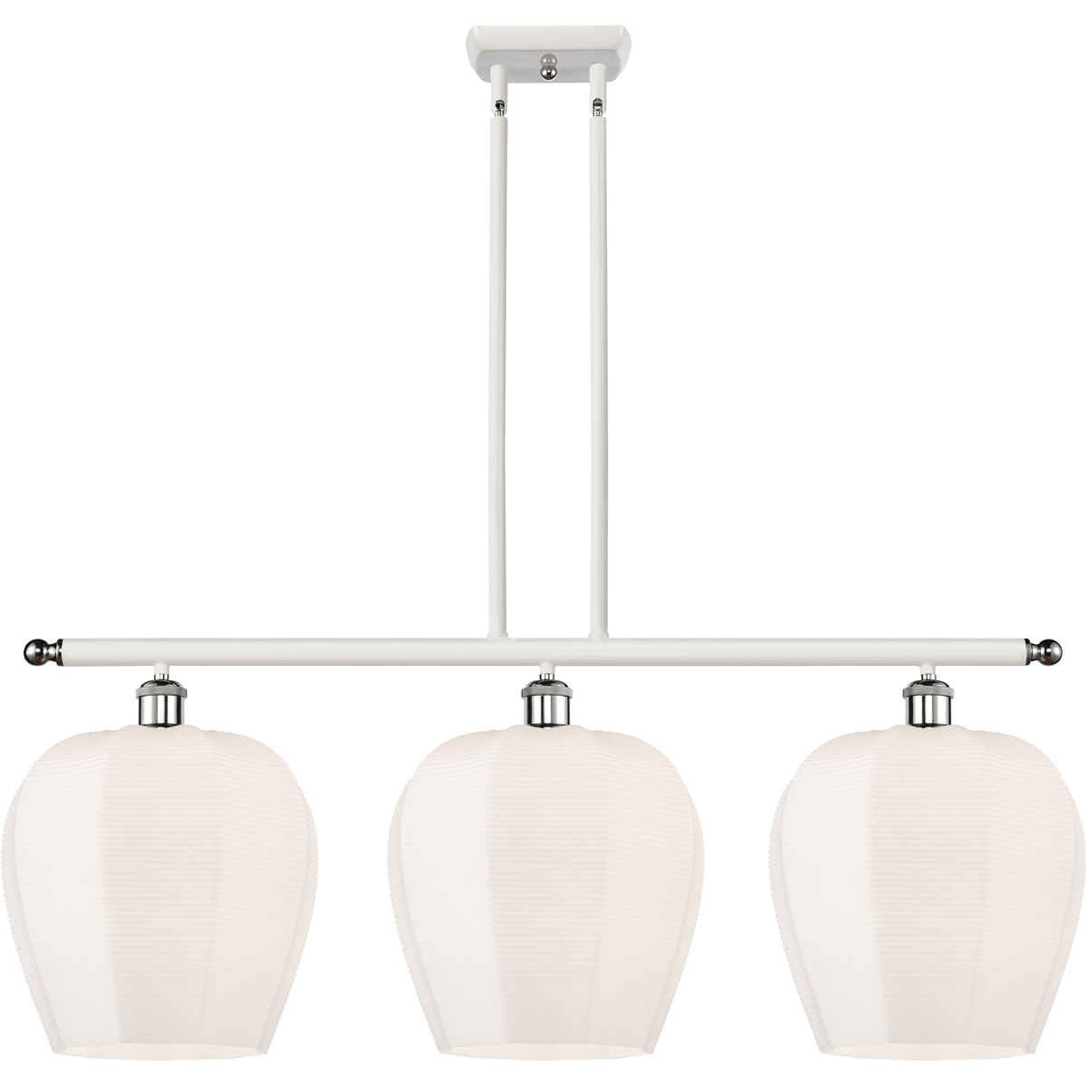 Ballston Norfolk LED 38 inch White and Polished Chrome Island Light Ceiling Light in Matte White Glass