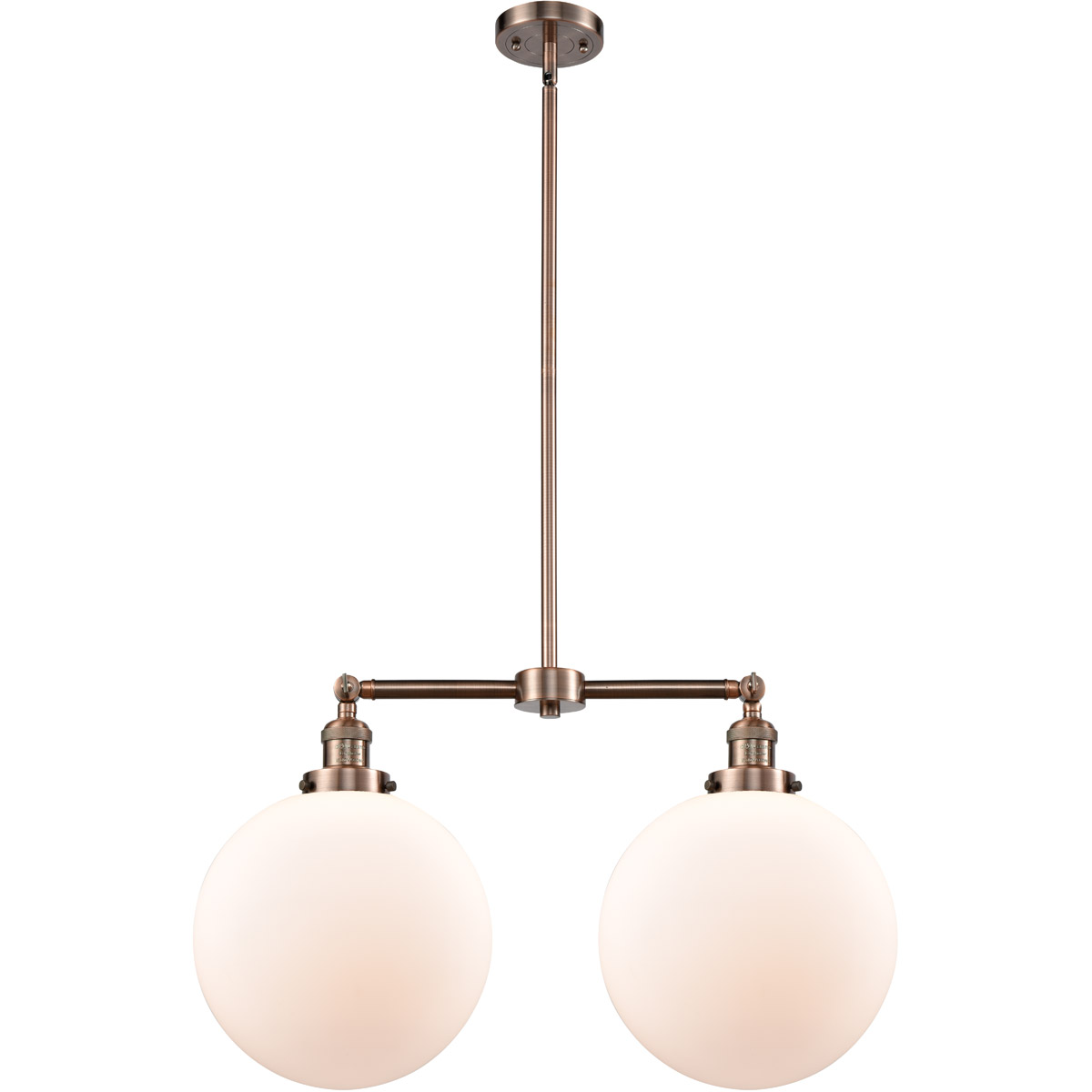 Franklin Restoration XX-Large Beacon LED 27 inch Antique Copper Chandelier Ceiling Light in Matte White Glass, Franklin Restoration