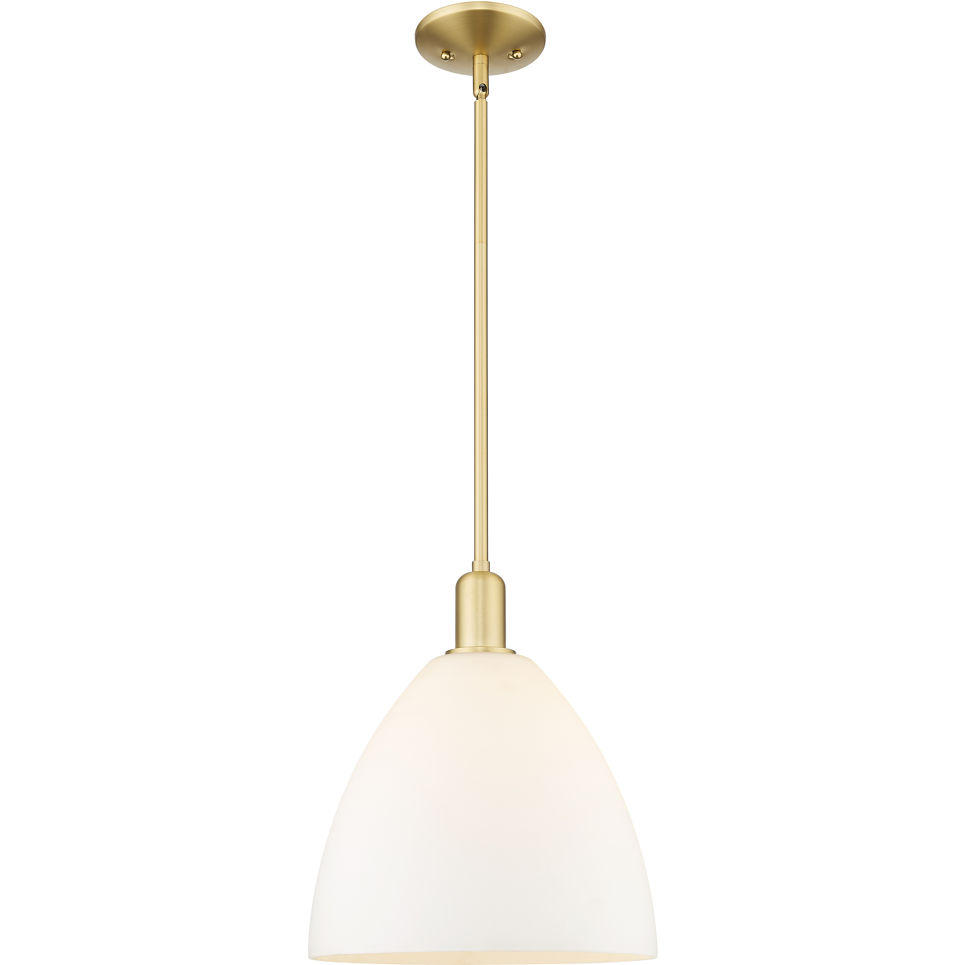Arcadia Bristol 1 Light 12 inch Satin Gold Mini Pendant Ceiling Light in Matte White