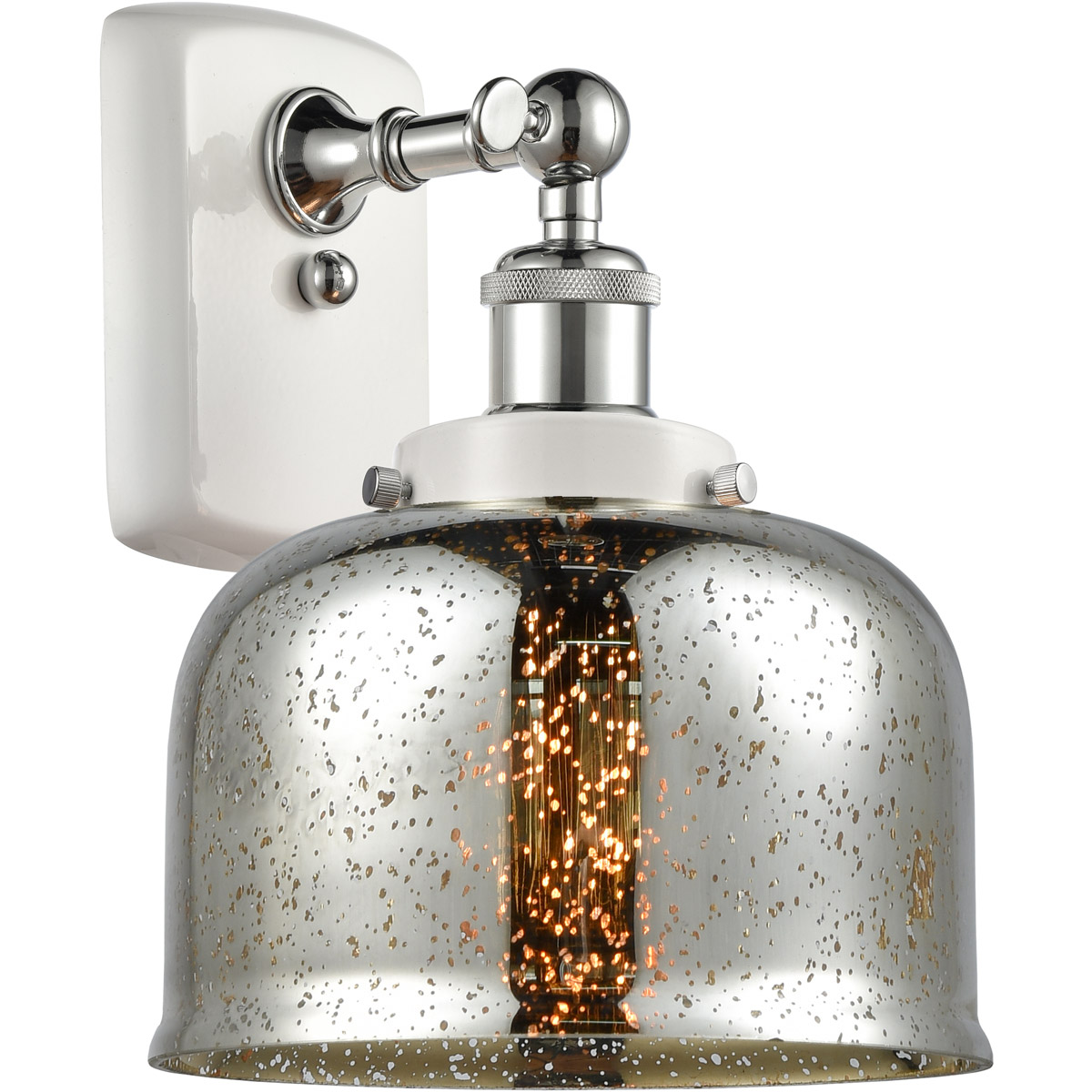 Ballston Bell 1 Light 8 inch White and Polished Chrome Sconce Wall Light