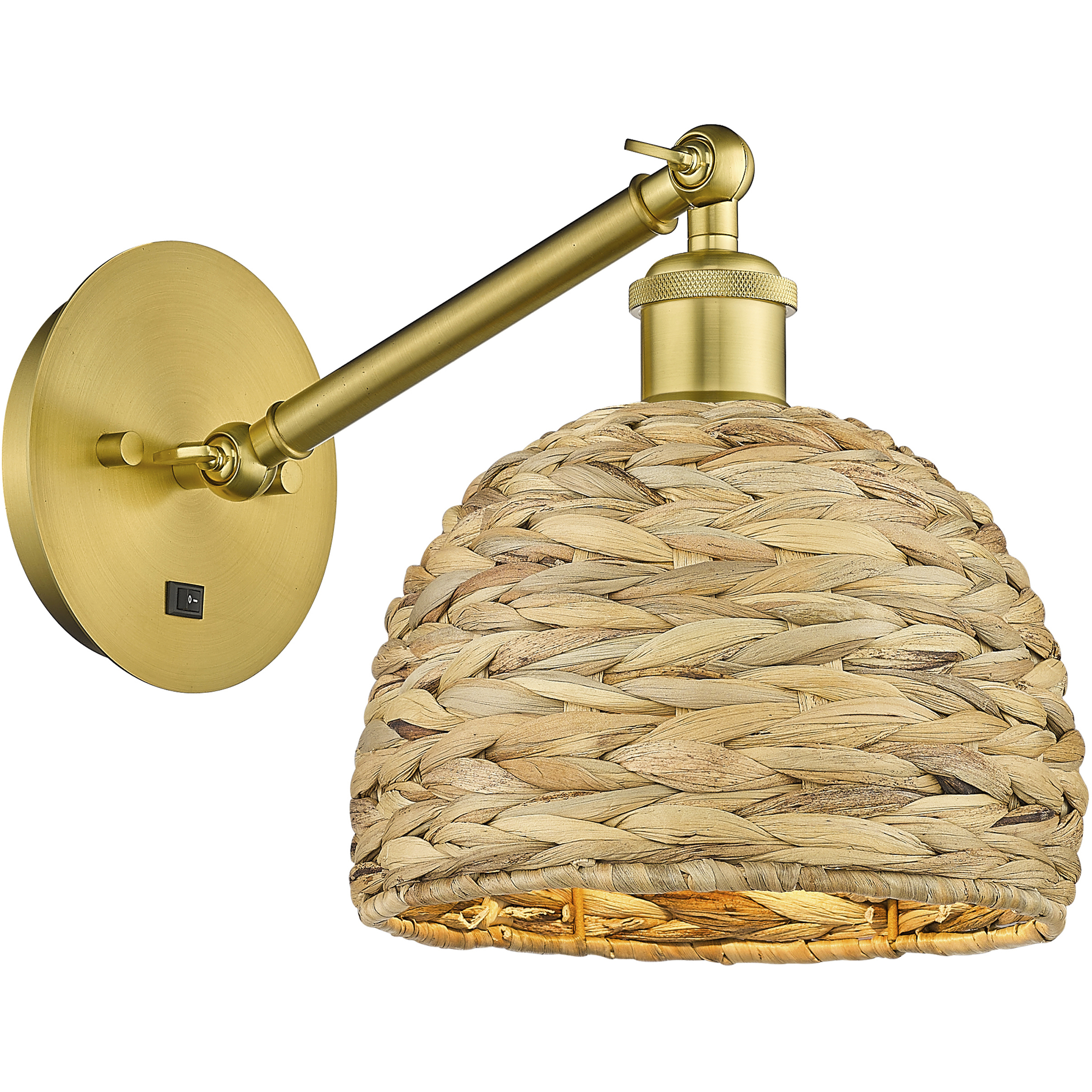 Woven Rattan Sconce Wall Light in Satin Gold