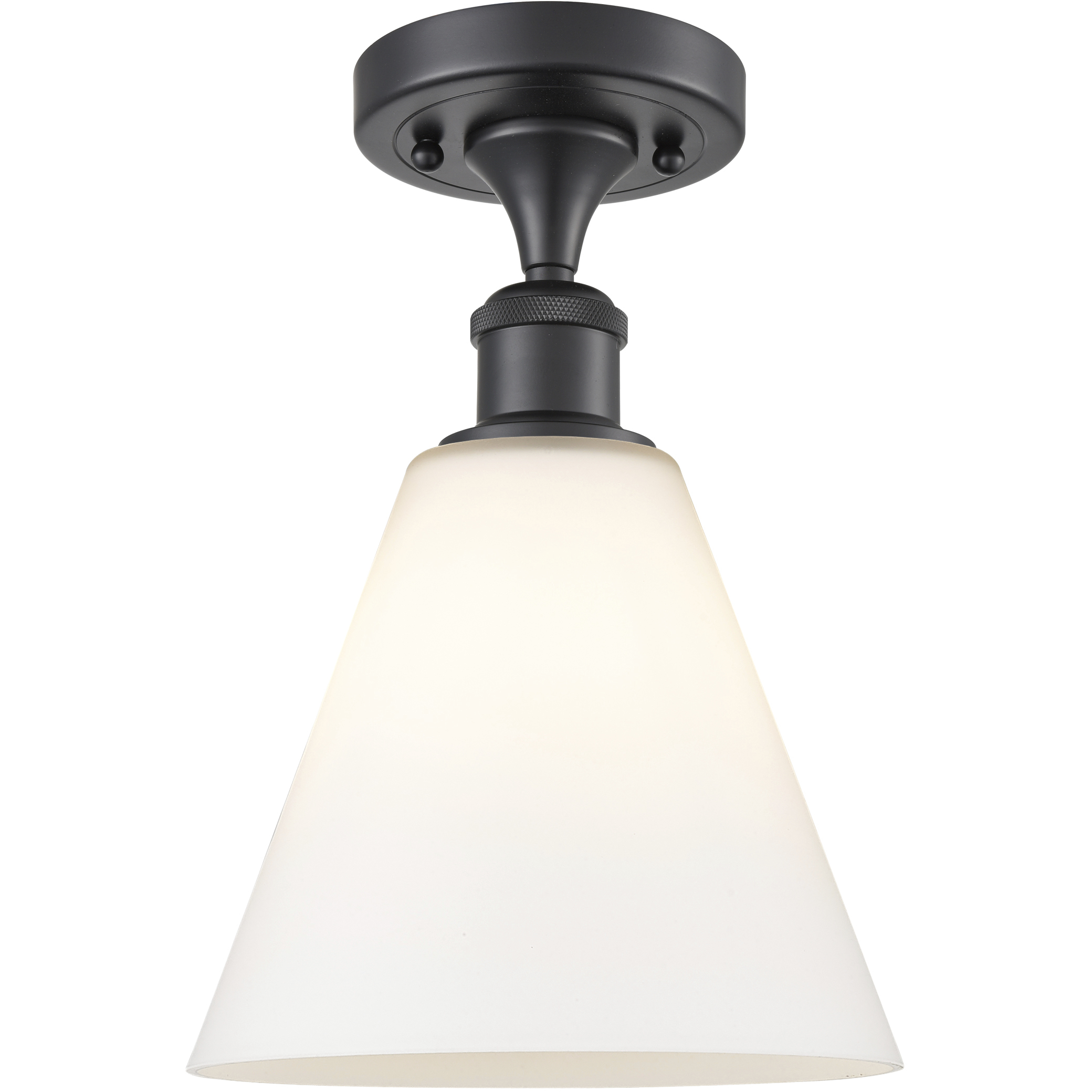 Edison Berkshire 1 Light 8 inch Matte Black Semi-Flush Mount Ceiling Light in Matte White Glass