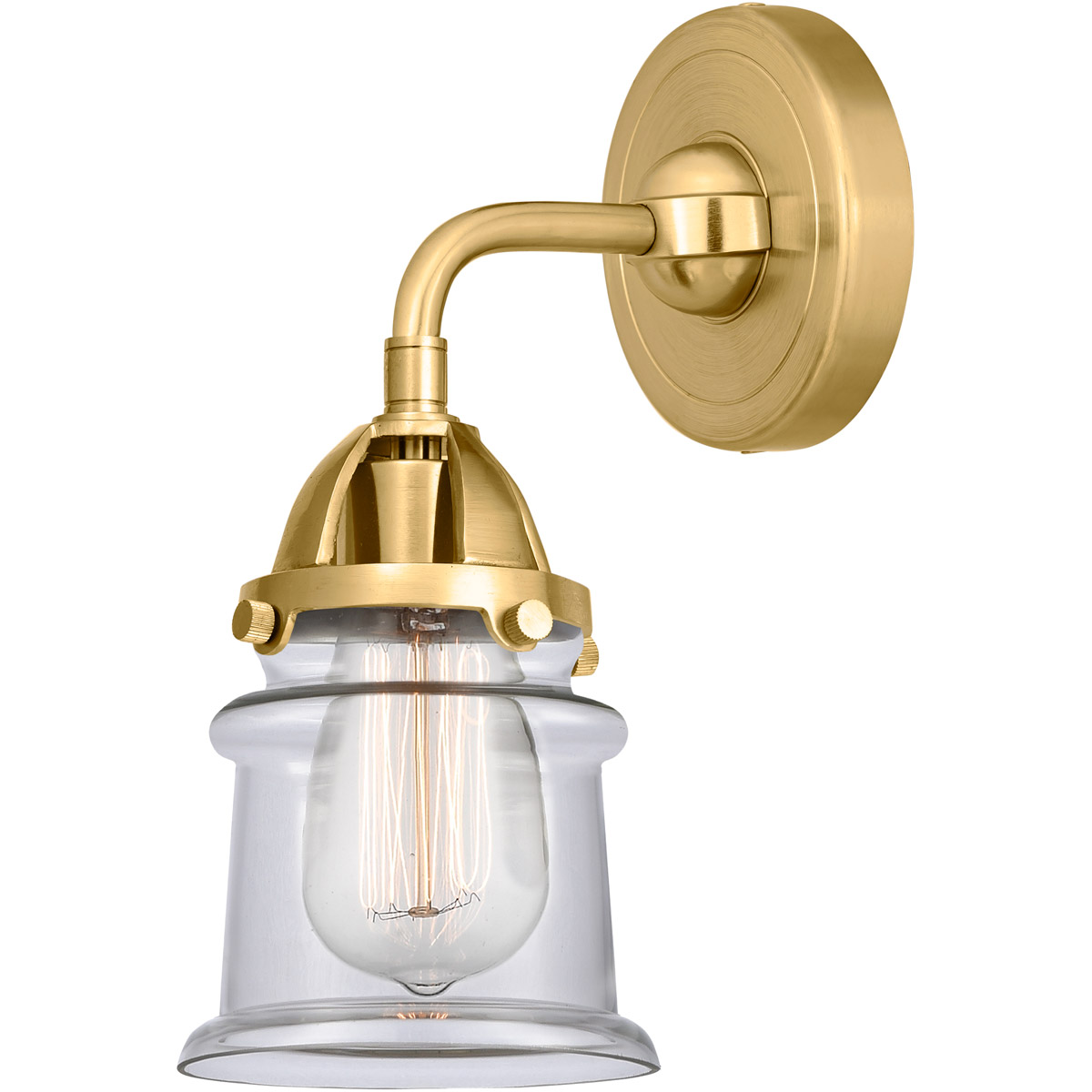 Nouveau 2 Small Canton LED 5.25 inch Satin Gold Sconce Wall Light in Clear Glass