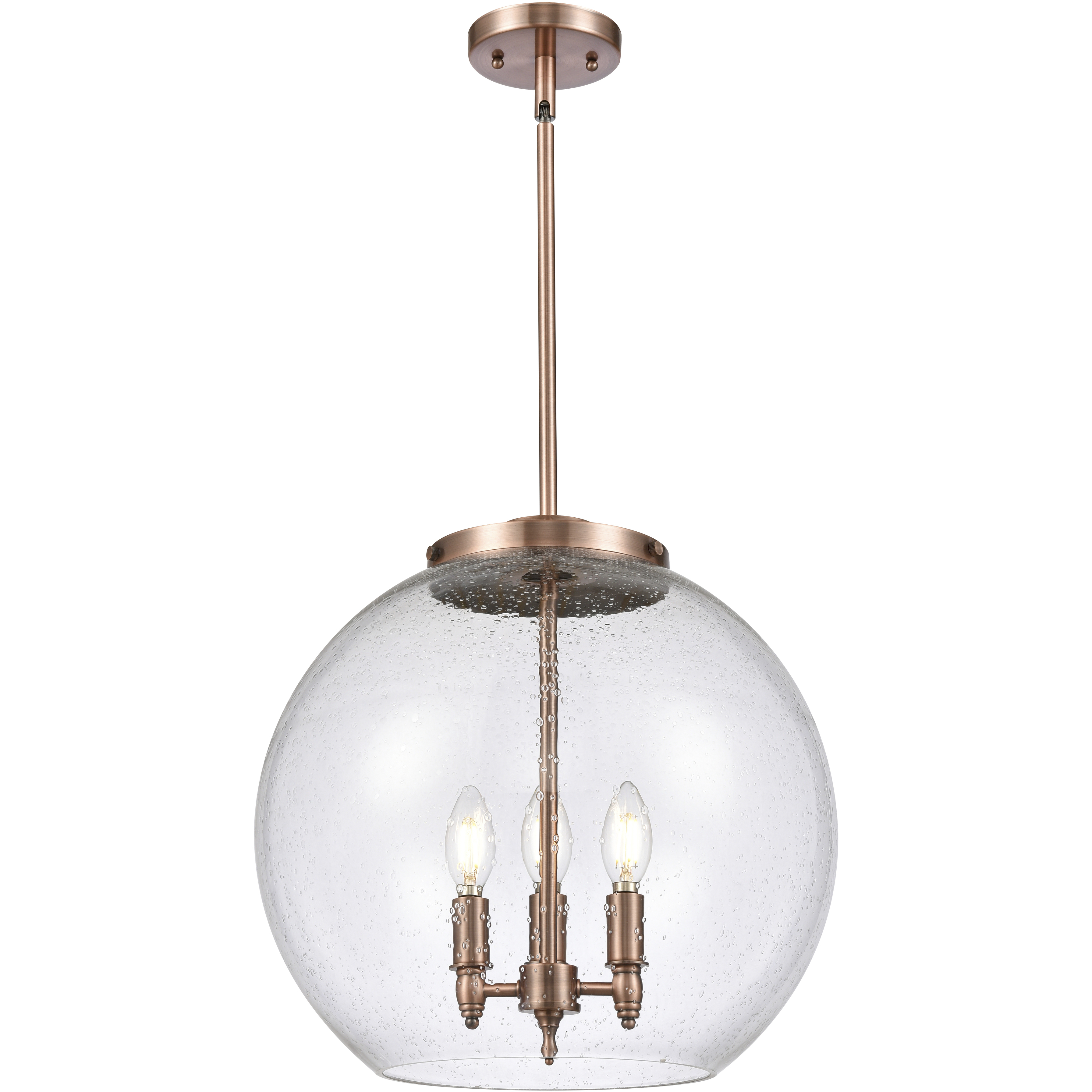 Ballston Athens 3 Light 15.75 inch Antique Copper Statement Pendant Ceiling Light in Incandescent, Seedy