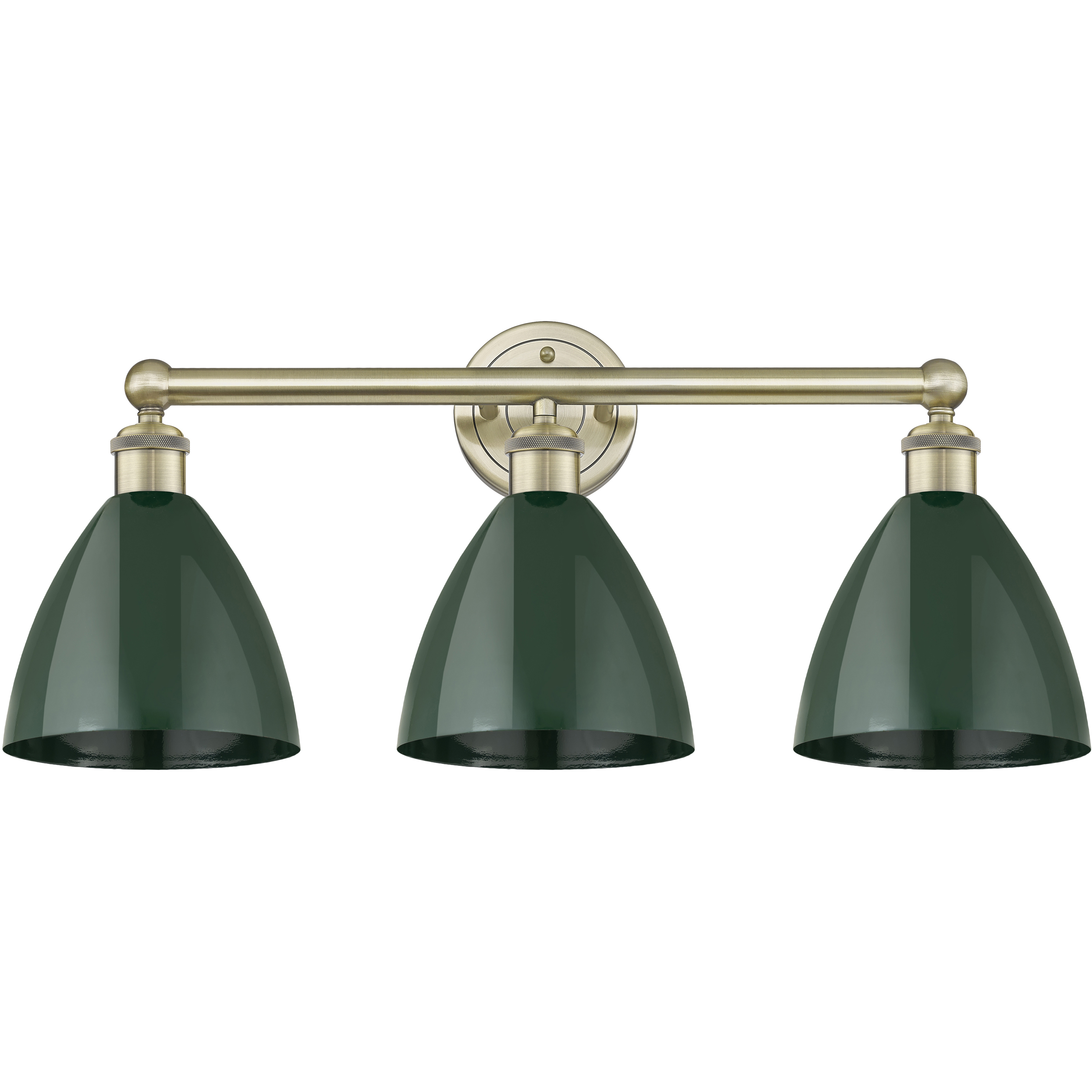 Plymouth Dome 3 Light 25.5 inch Antique Brass Bath Vanity Light Wall Light in Green