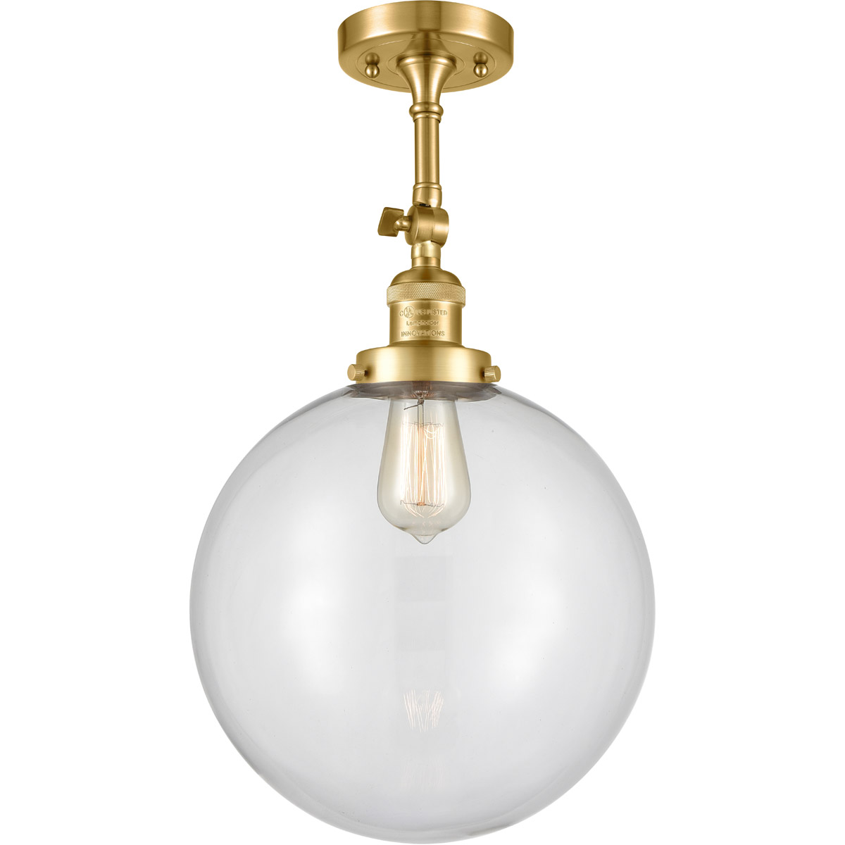 Franklin Restoration XX-Large Beacon 1 Light 12 inch Satin Gold Semi-Flush Mount Ceiling Light in Clear Glass, Franklin Restoration