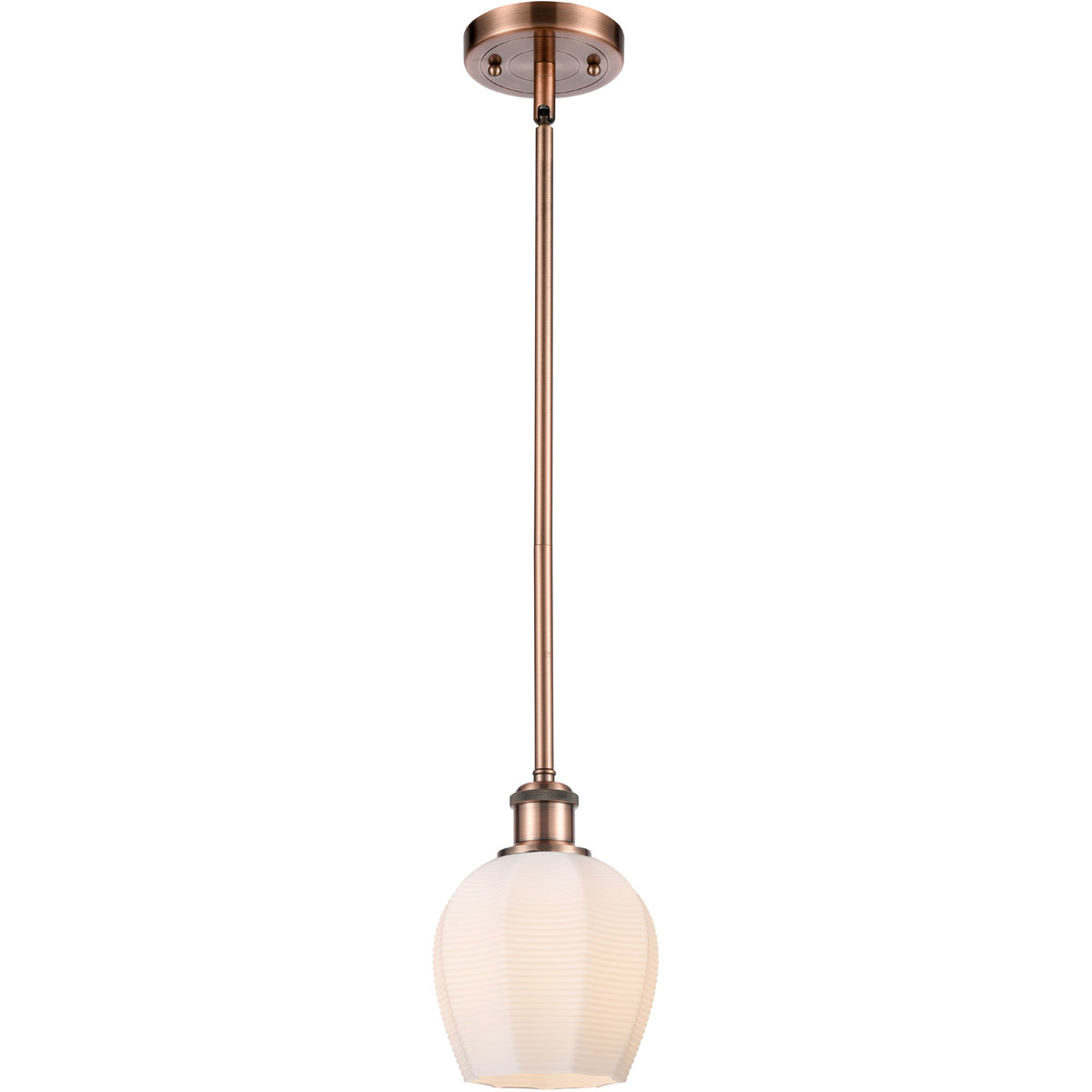 Ballston Norfolk 1 Light 6 inch Antique Copper Mini Pendant Ceiling Light in Matte White Glass