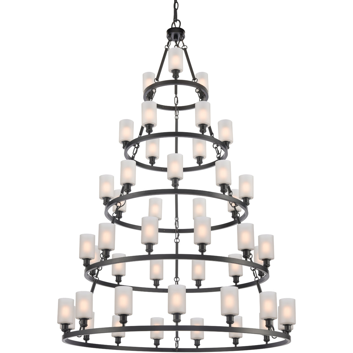 Ballston Saloon 45 Light 60 inch Matte Black Chandelier Ceiling Light in Matte White Glass