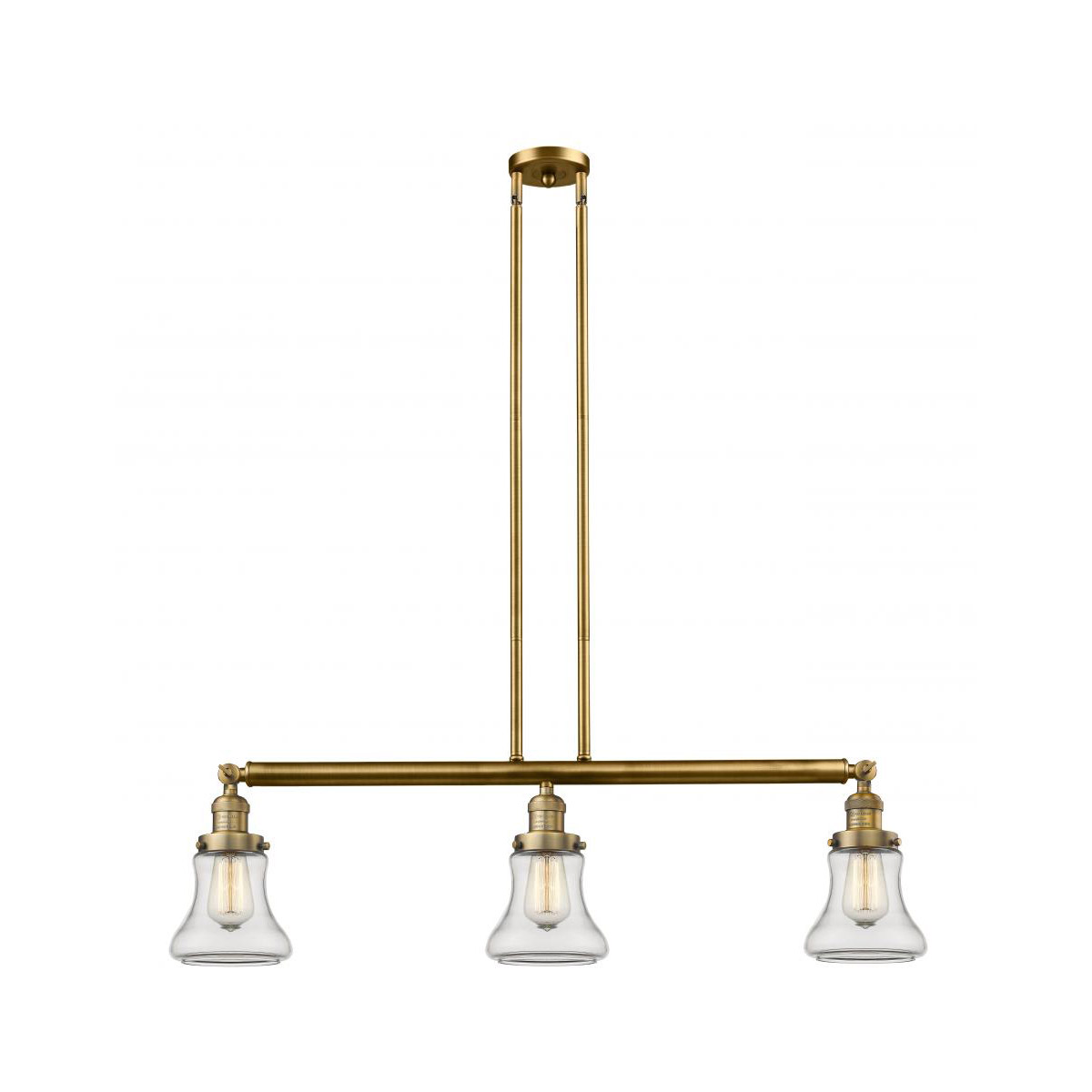 Franklin Restoration Bellmont 3 Light 39 inch Brushed Brass Island Light Ceiling Light in Clear Glass, Franklin Restoration
