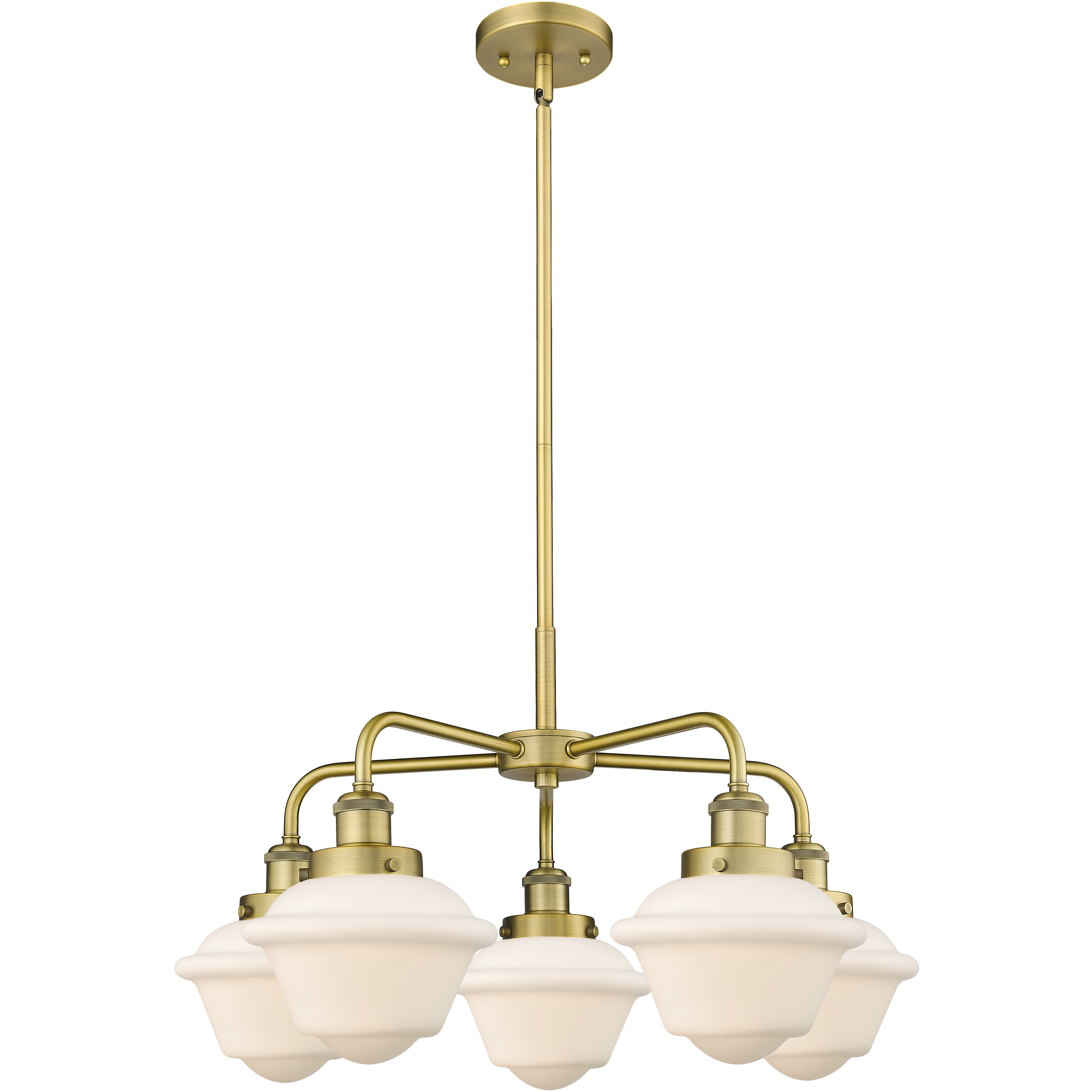 Oxford 5 Light 24.5 inch Brushed Brass Chandelier Ceiling Light in Matte White Glass