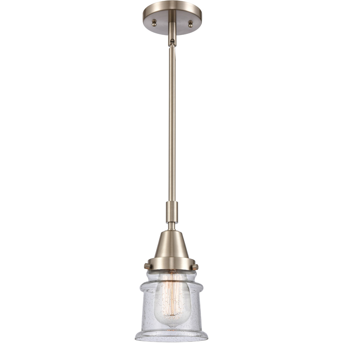 Franklin Restoration Small Canton 1 Light 7 inch Brushed Satin Nickel Mini Pendant Ceiling Light in Seedy Glass
