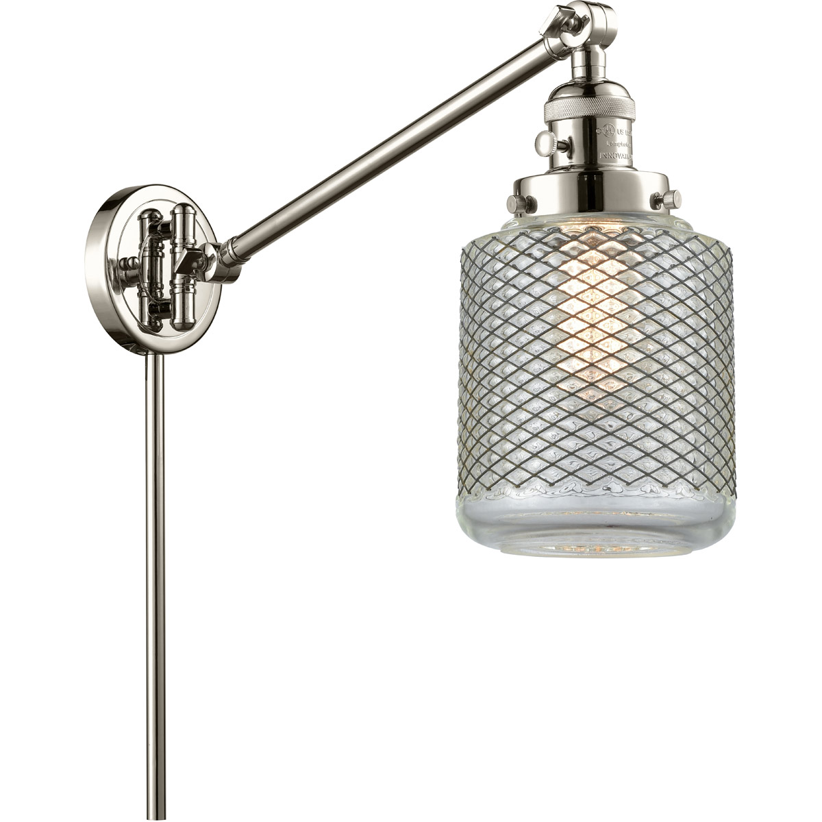 Stanton 30 inch 3.50 watt Polished Nickel Swing Arm Wall Light, Franklin Restoration