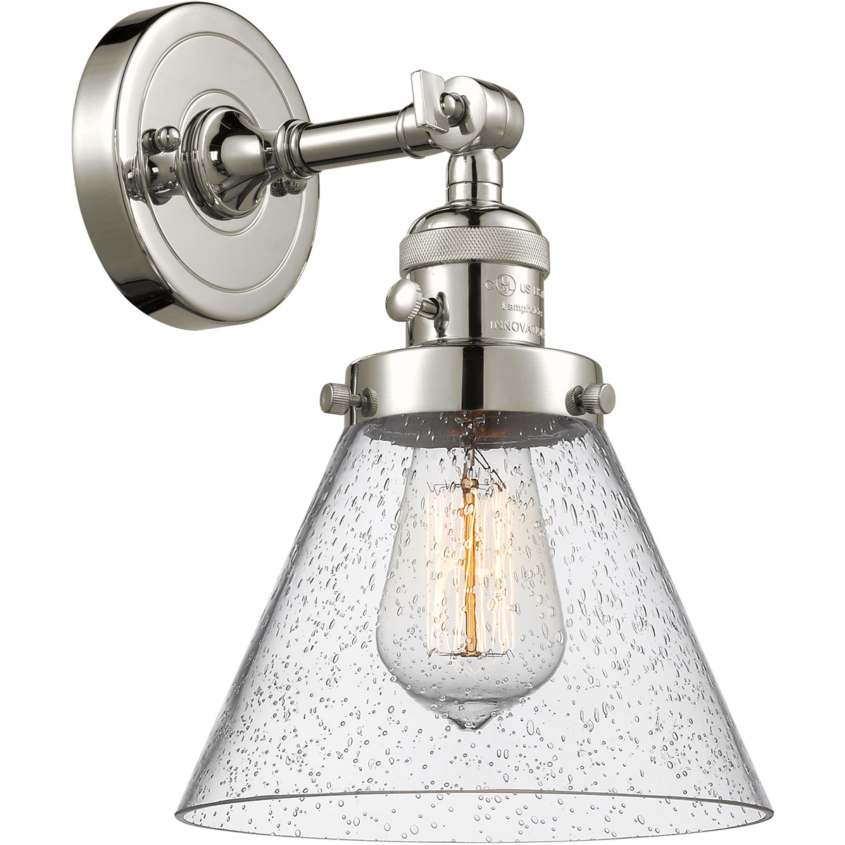 Franklin Restoration Large Cone LED 8 inch Polished Nickel Sconce Wall Light, Franklin Restoration