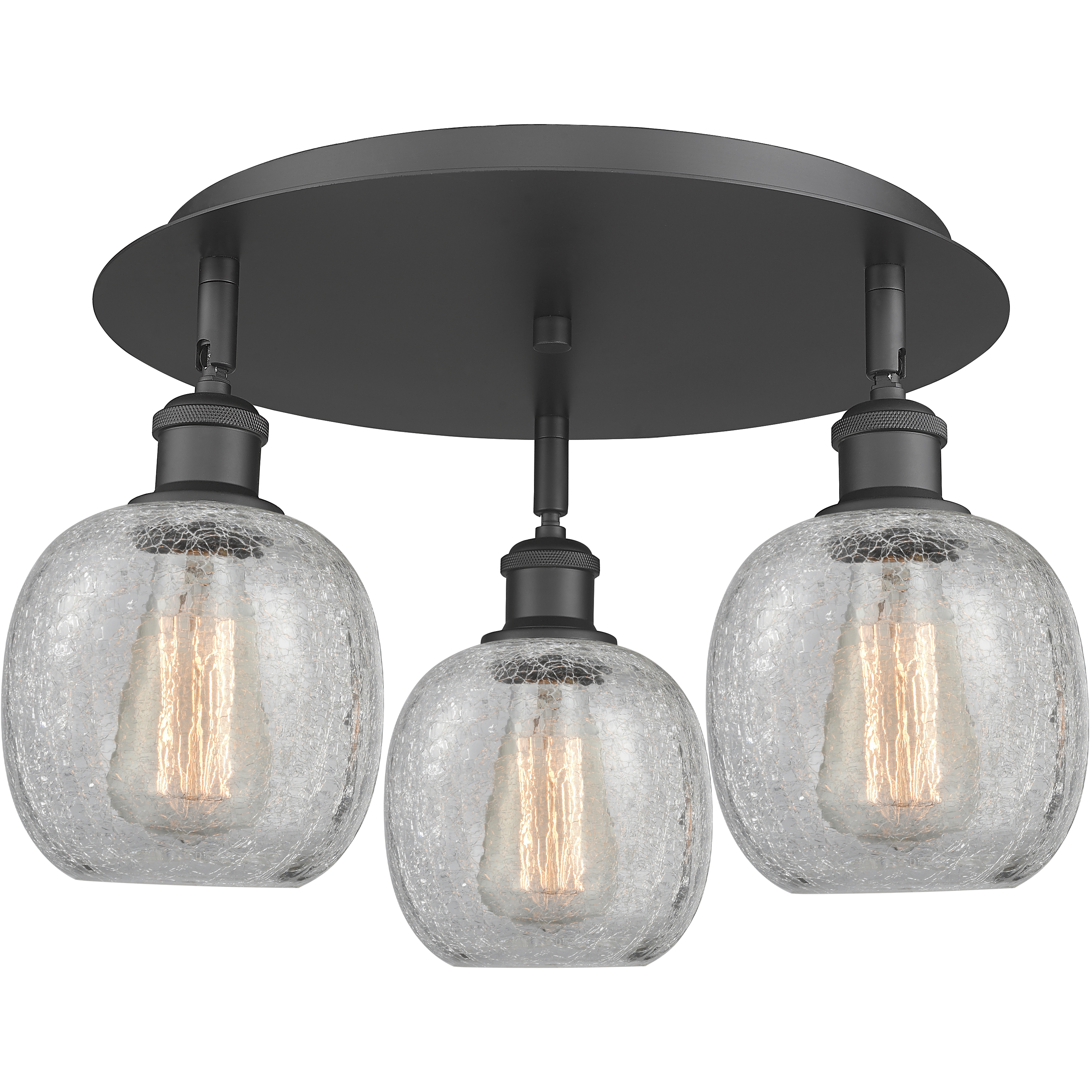 Belfast 3 Light 17.75 inch Matte Black Flush Mount Ceiling Light in Clear Crackle