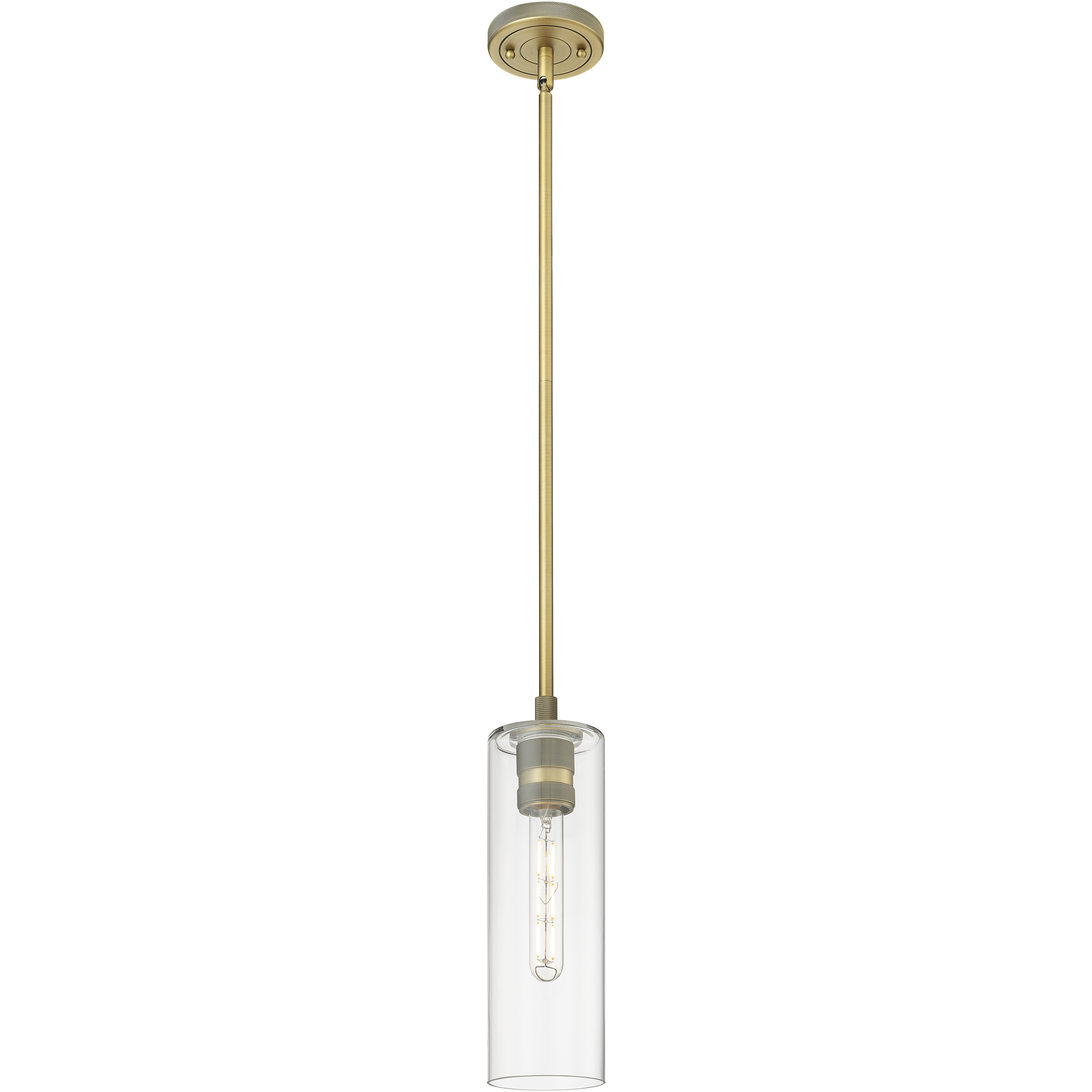 Downtown Urban Crown Point 1 Light 3.88 inch Brushed Brass Pendant Ceiling Light in Clear