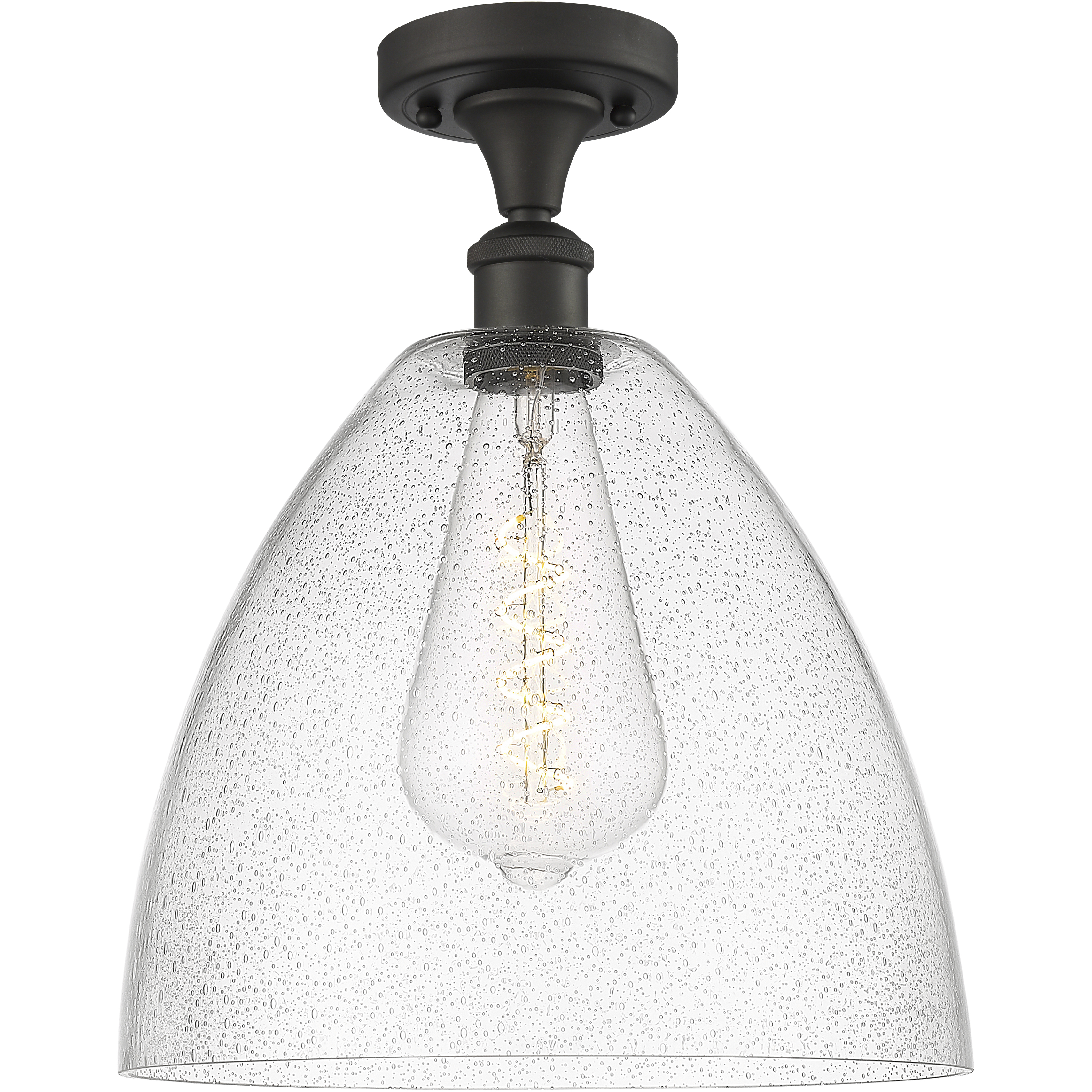 Edison Bristol Glass 1 Light 12 inch Oil Rubbed Bronze Semi-Flush Mount Ceiling Light in Seedy Glass
