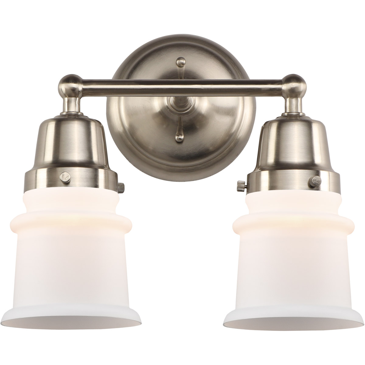 Aditi Small Canton 2 Light 13.25 inch Brushed Satin Nickel Bath Vanity Light Wall Light, Aditi