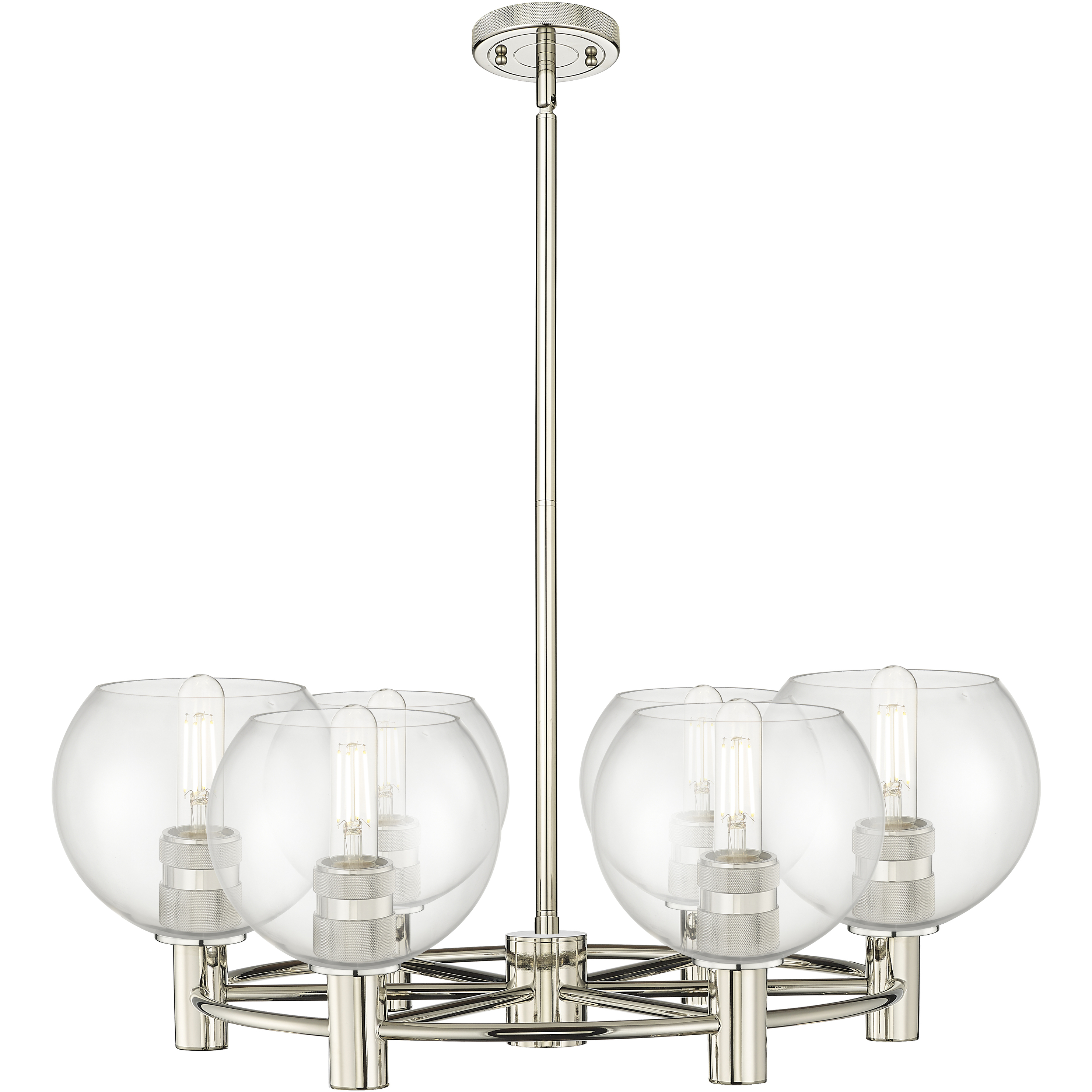 Crown Point 6 Light 26 inch Polished Nickel Chandelier Ceiling Light in Clear Glass