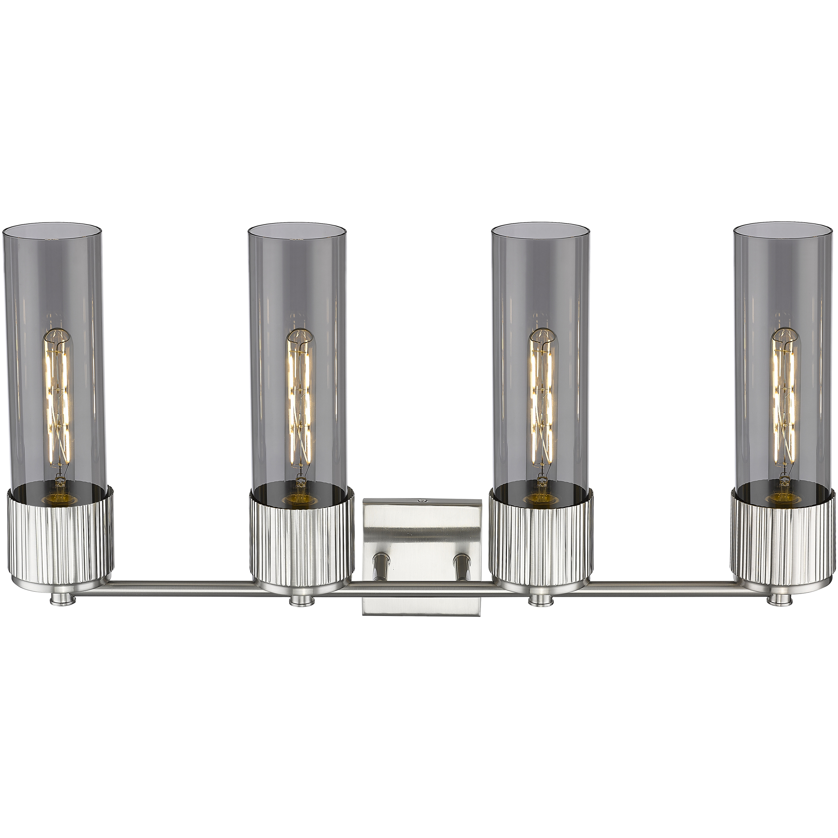 Bolivar 4 Light 31 inch Satin Nickel Bath Vanity Light Wall Light in Plated Smoke Glass
