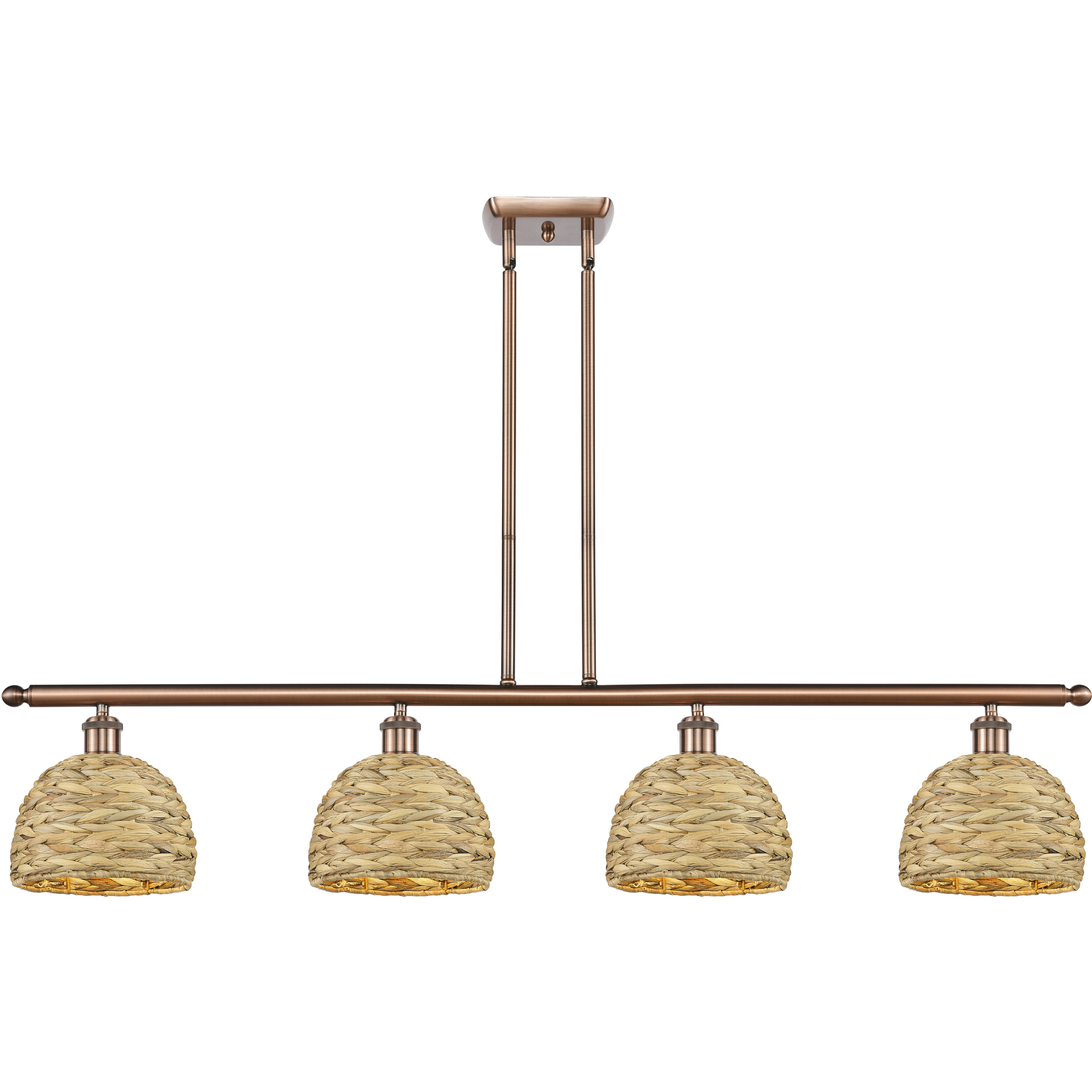 Woven Rattan Island Light Ceiling Light in Antique Copper