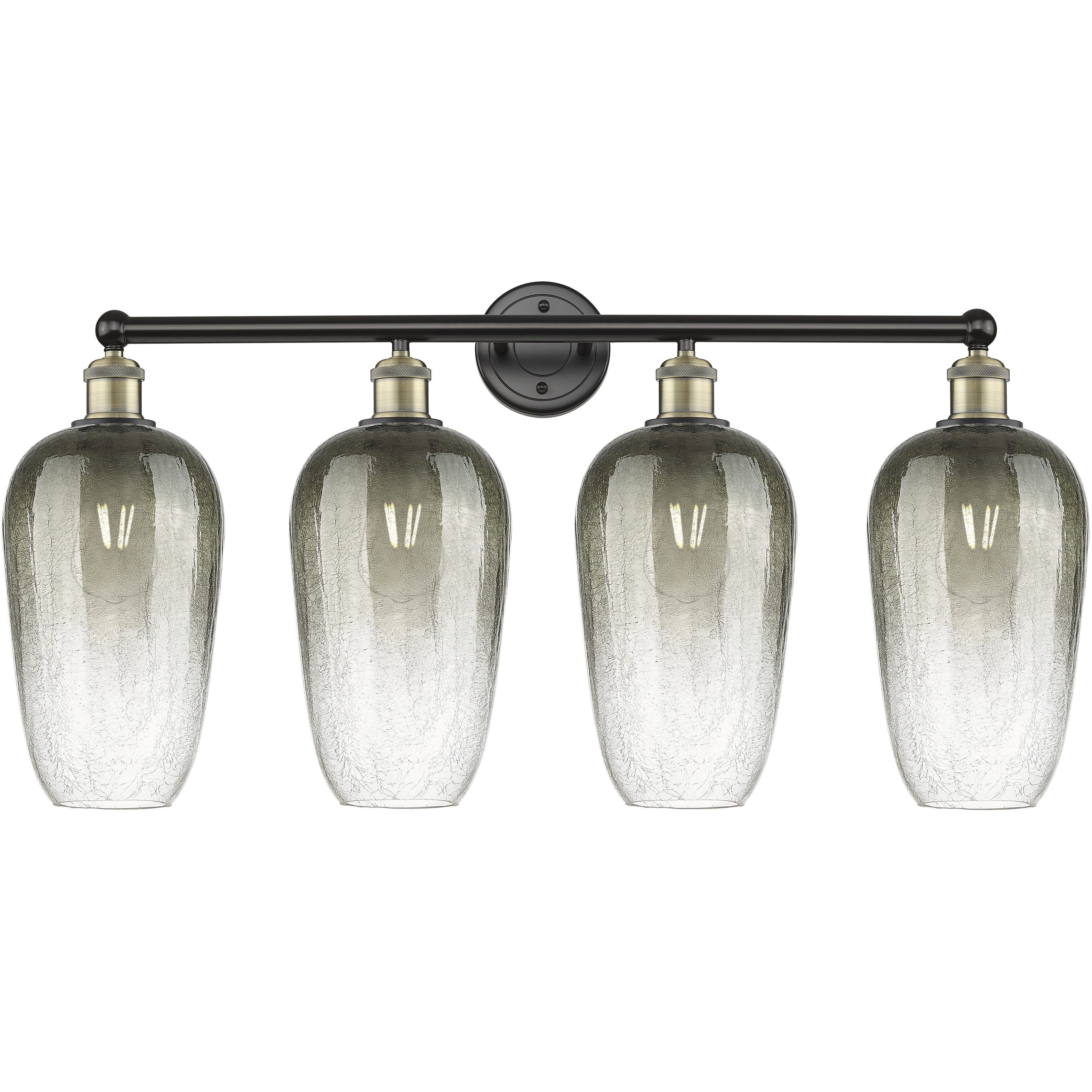 Edison Brookhaven Flute 4 Light 34 inch Black Antique Brass Bath Vanity Light Wall Light in Slate Glass