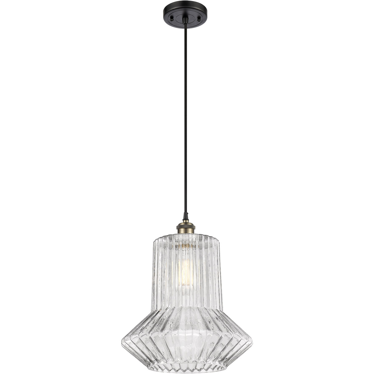 Ballston Springwater 1 Light 12 inch Black Antique Brass Pendant Ceiling Light, Ballston