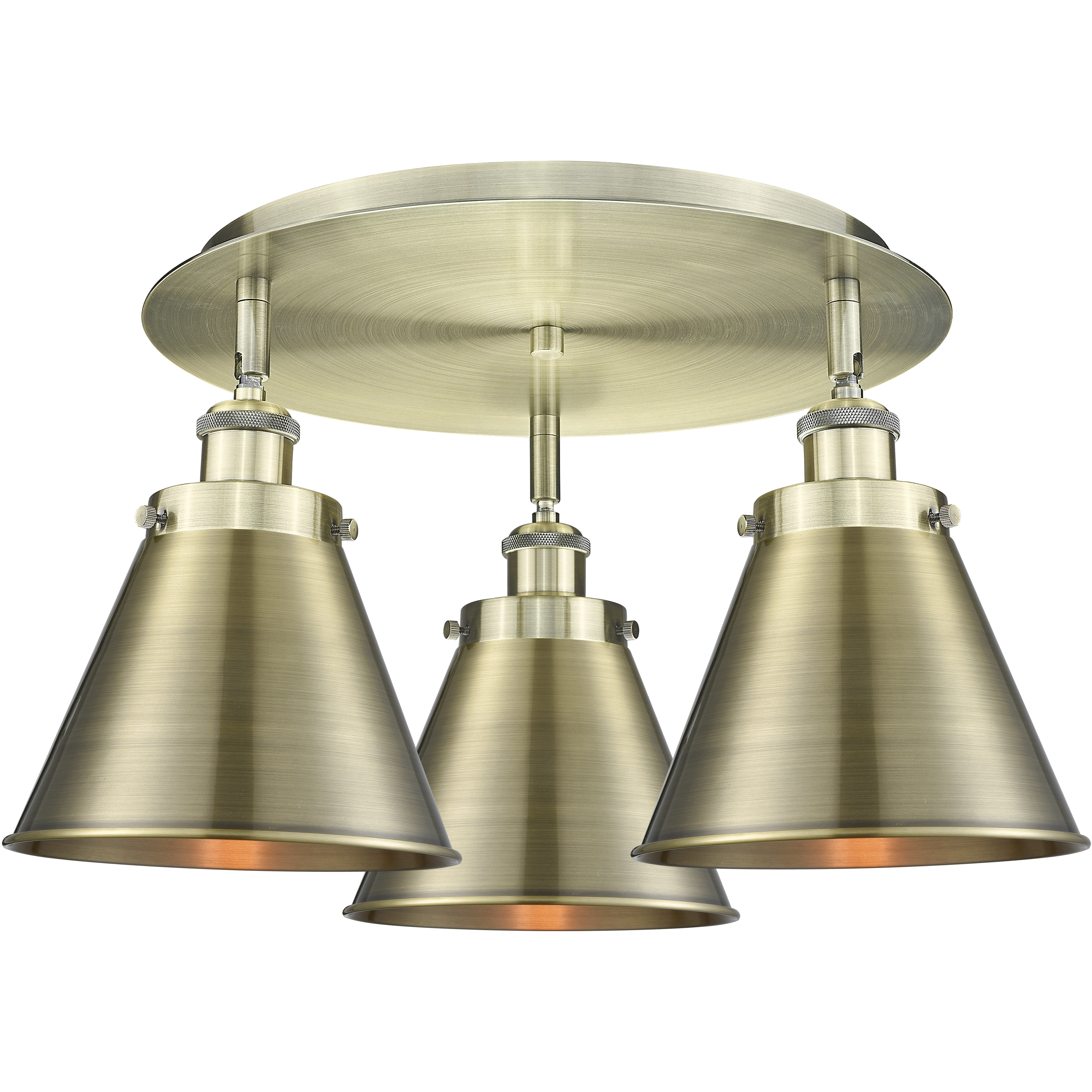 Ballston Urban 3 Light 19.75 inch Antique Brass Flush Mount Ceiling Light