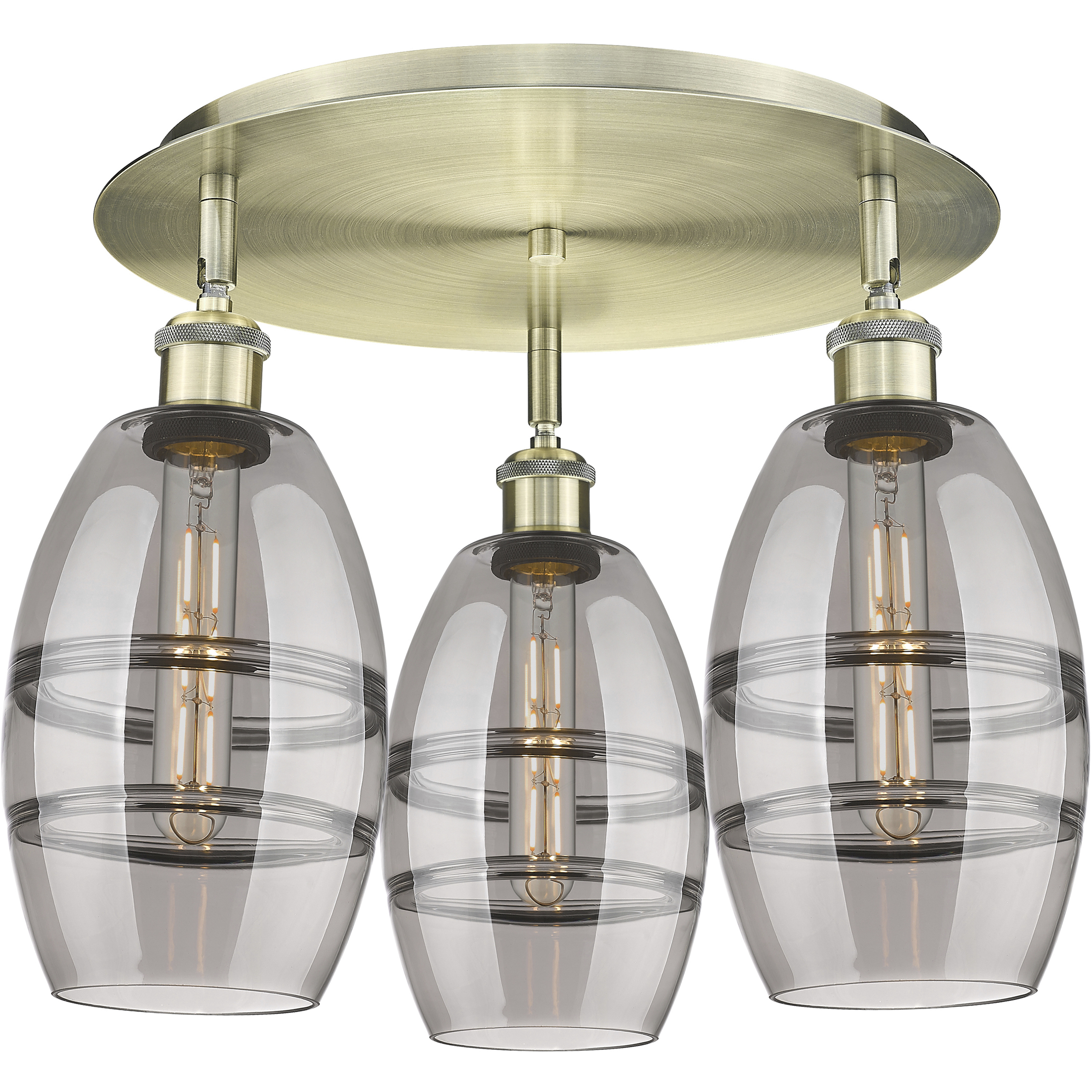 Ballston Vaz 3 Light 17.63 inch Antique Brass Flush Mount Ceiling Light