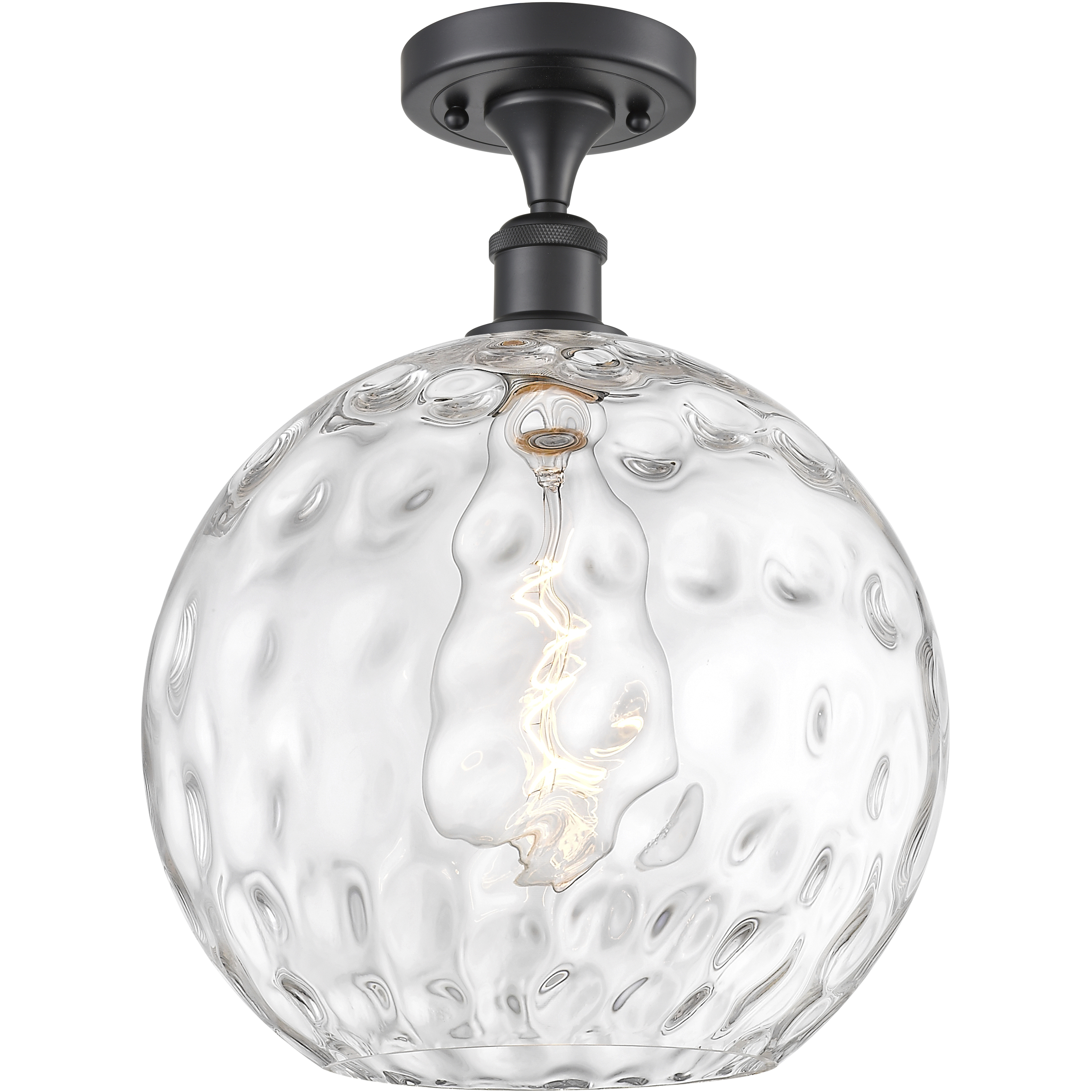 Edison Athens Water Glass 1 Light 12 inch Matte Black Semi-Flush Mount Ceiling Light