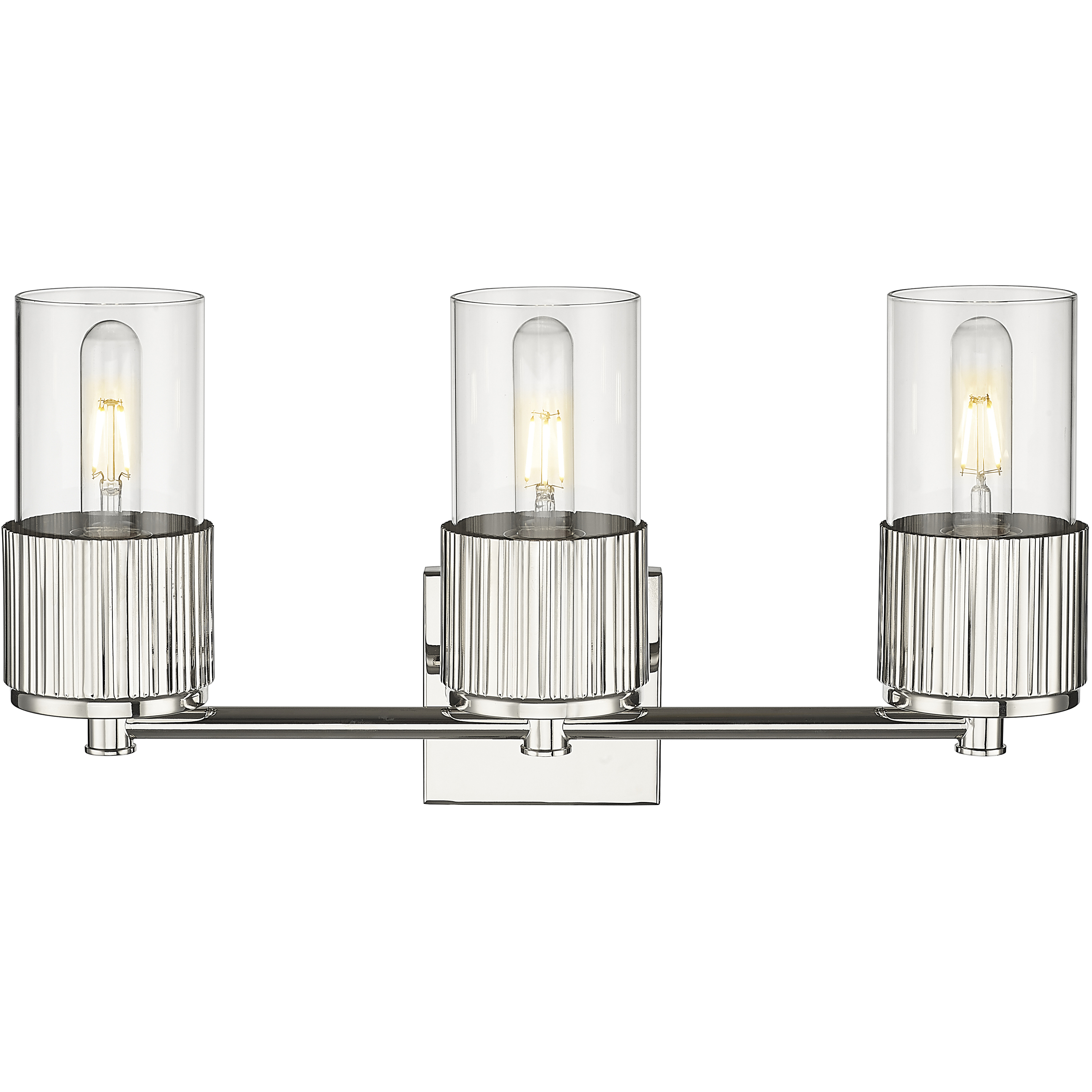 Bolivar 3 Light 20.5 inch Polished Nickel Bath Vanity Light Wall Light in Clear Glass