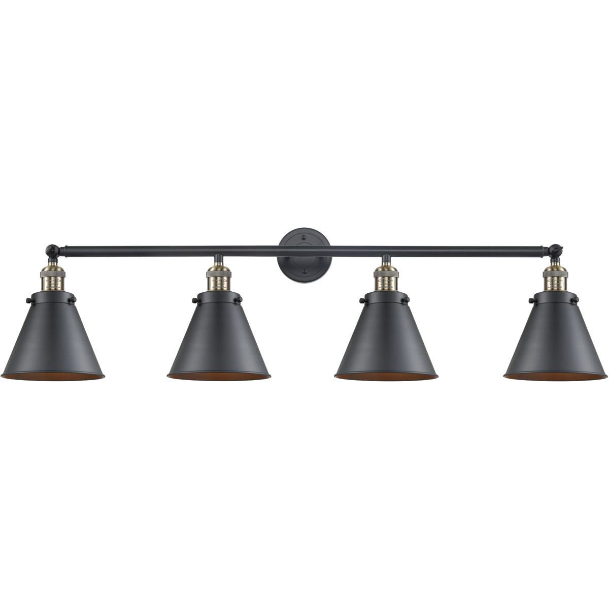 Franklin Restoration Appalachian 4 Light 44 inch Black Antique Brass Bath Vanity Light Wall Light, Franklin Restoration