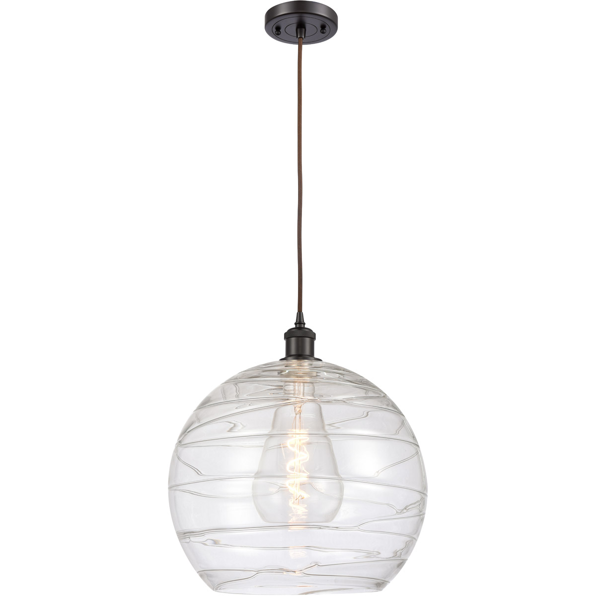 Ballston Deco Swirl LED 13.75 inch Oil Rubbed Bronze Pendant Ceiling Light in Black Textured
