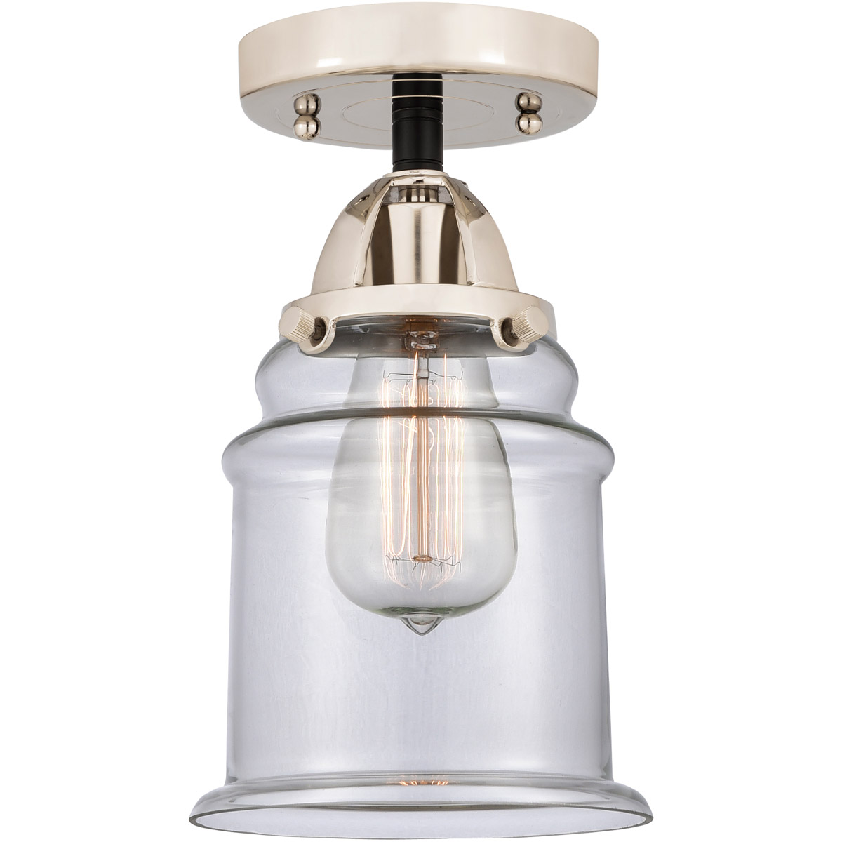 Nouveau 2 Canton 1 Light 6 inch Black Polished Nickel Semi-Flush Mount Ceiling Light in Clear Glass