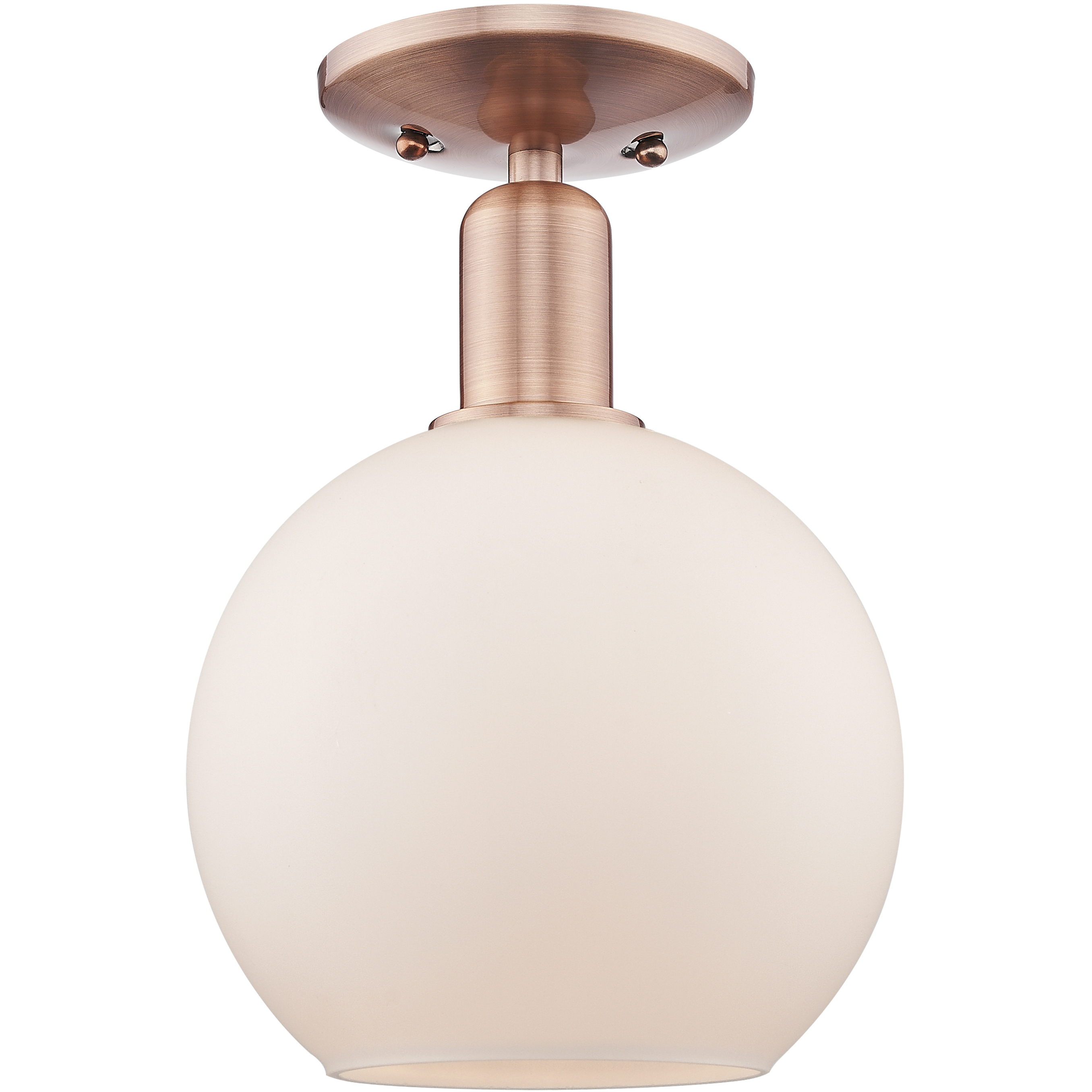 Arcadia Athens 1 Light 8 inch Antique Copper Semi-Flush Mount Ceiling Light in Matte White