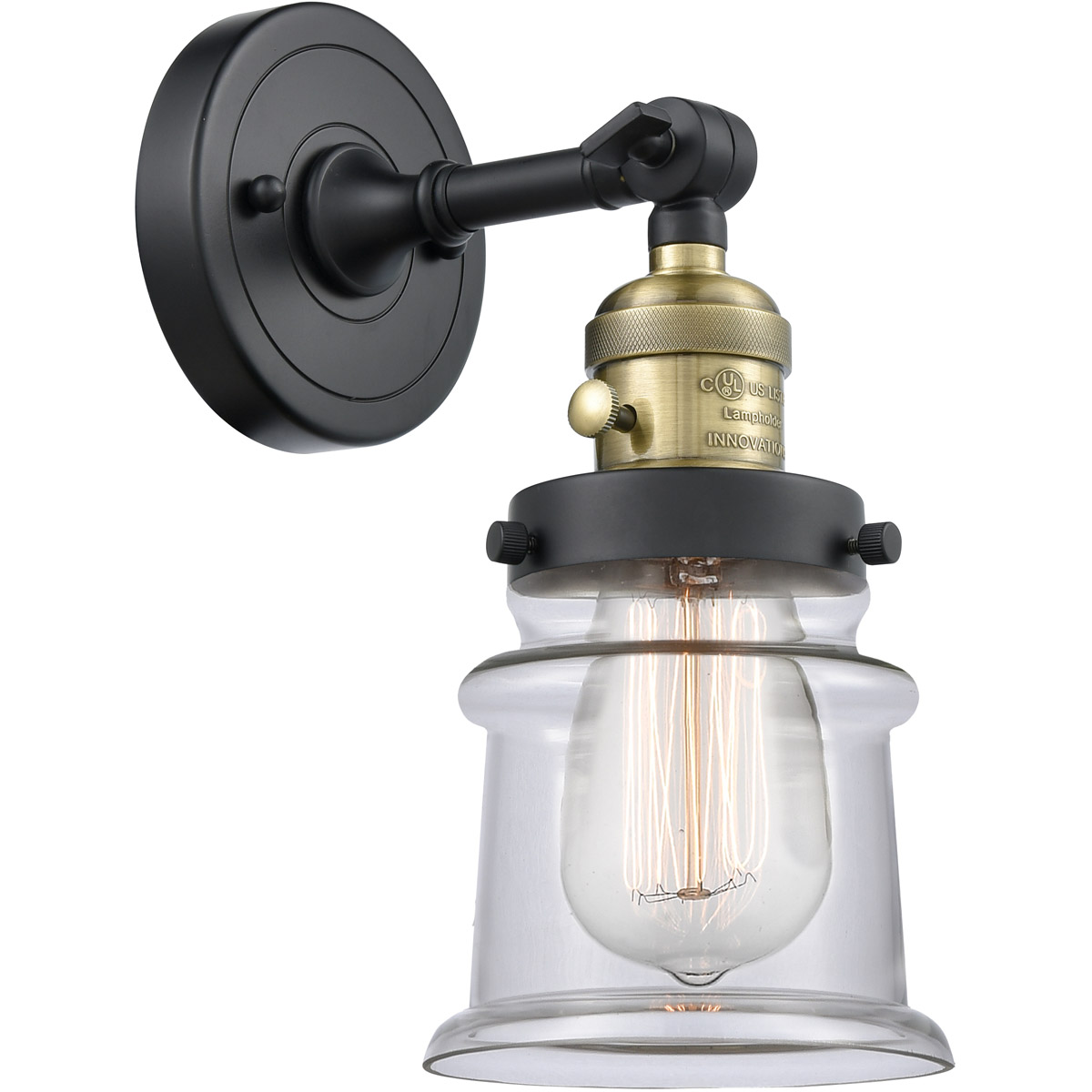 Franklin Restoration Small Canton LED 6.5 inch Black Antique Brass Sconce Wall Light, Franklin Restoration