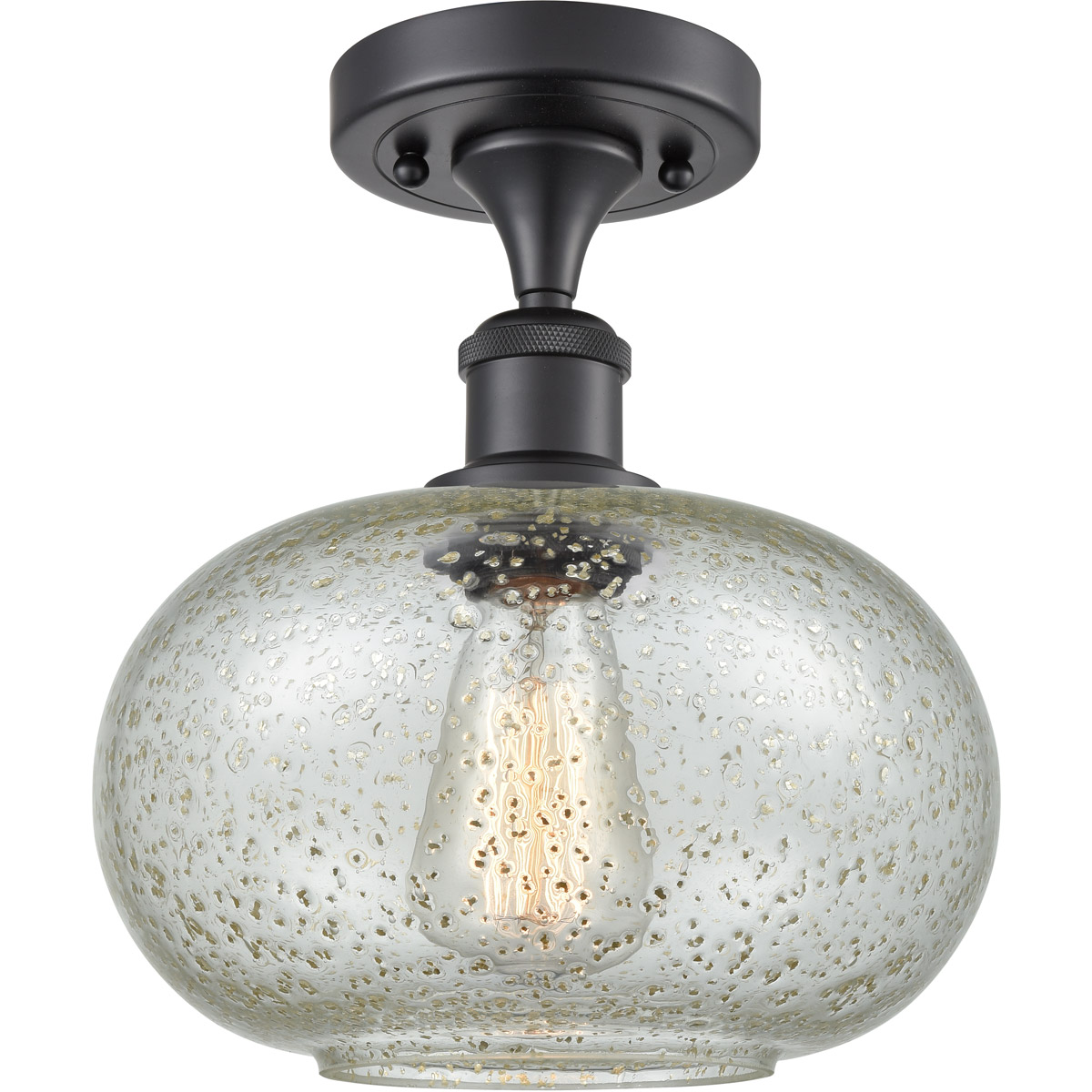 Ballston Gorham LED 9.5 inch Matte Black Semi-Flush Mount Ceiling Light in Mica Glass, Ballston