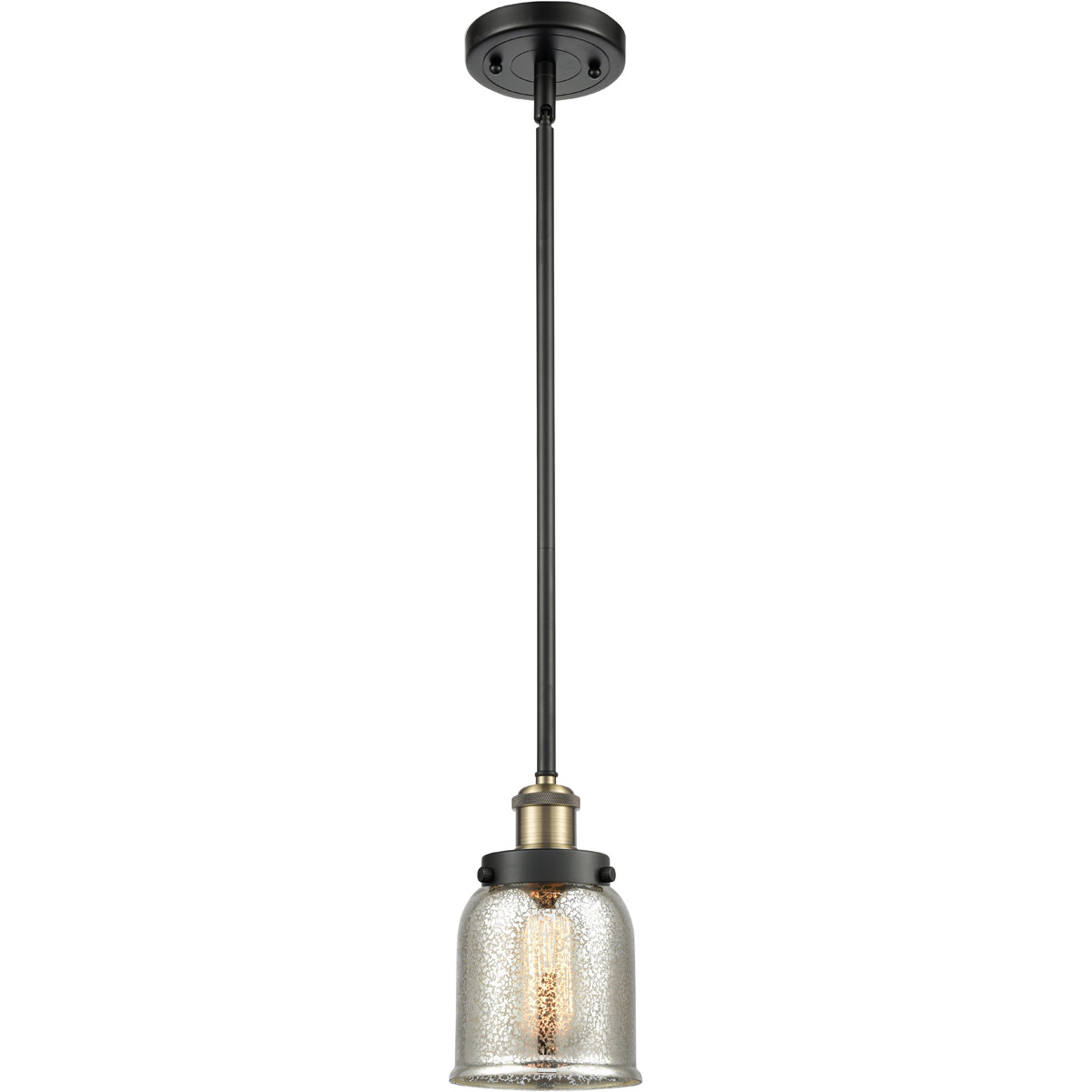 Ballston Bell LED 5 inch Black Antique Brass Mini Pendant Ceiling Light, Small Bell