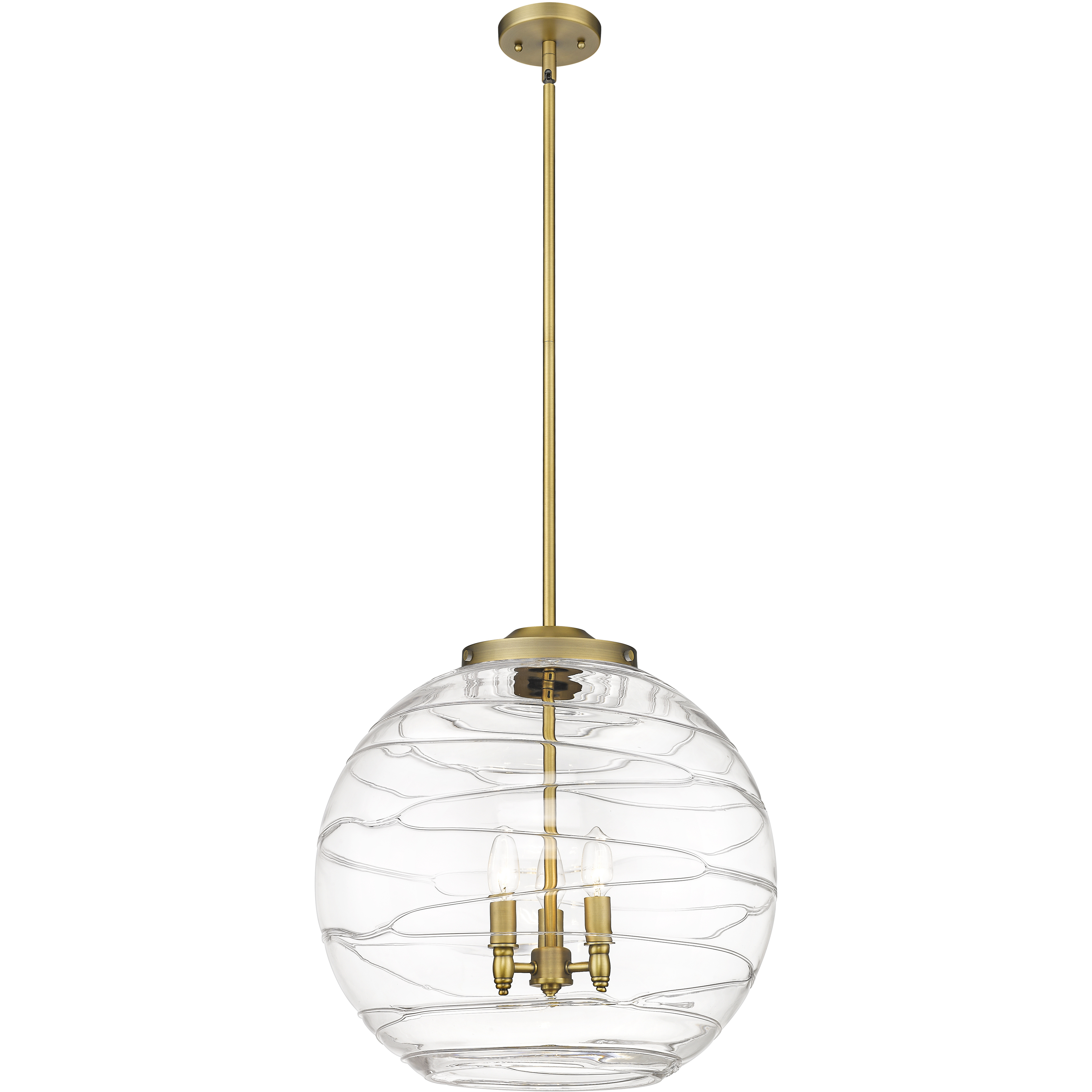 Ballston Athens Deco Swirl LED 17.88 inch Brushed Brass Statement Pendant Ceiling Light in Clear Deco Swirl