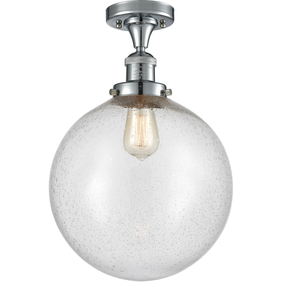 Franklin Restoration XX-Large Beacon LED 12 inch Polished Chrome Semi-Flush Mount Ceiling Light in Seedy Glass, Franklin Restoration