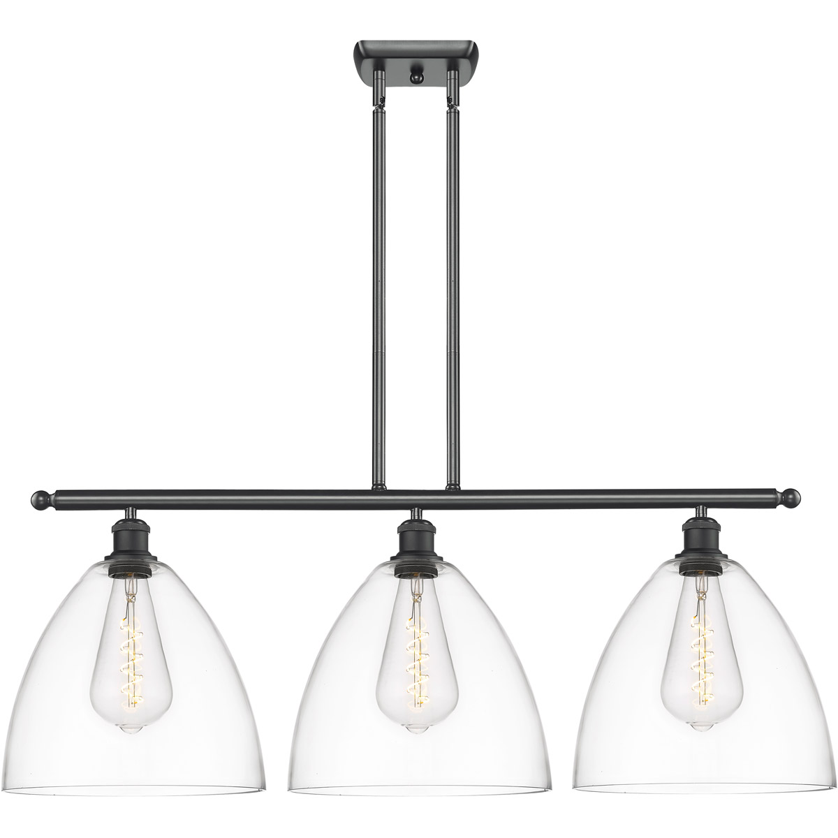 Ballston Ballston Dome 3 Light 39 inch Matte Black Island Light Ceiling Light in Clear Glass