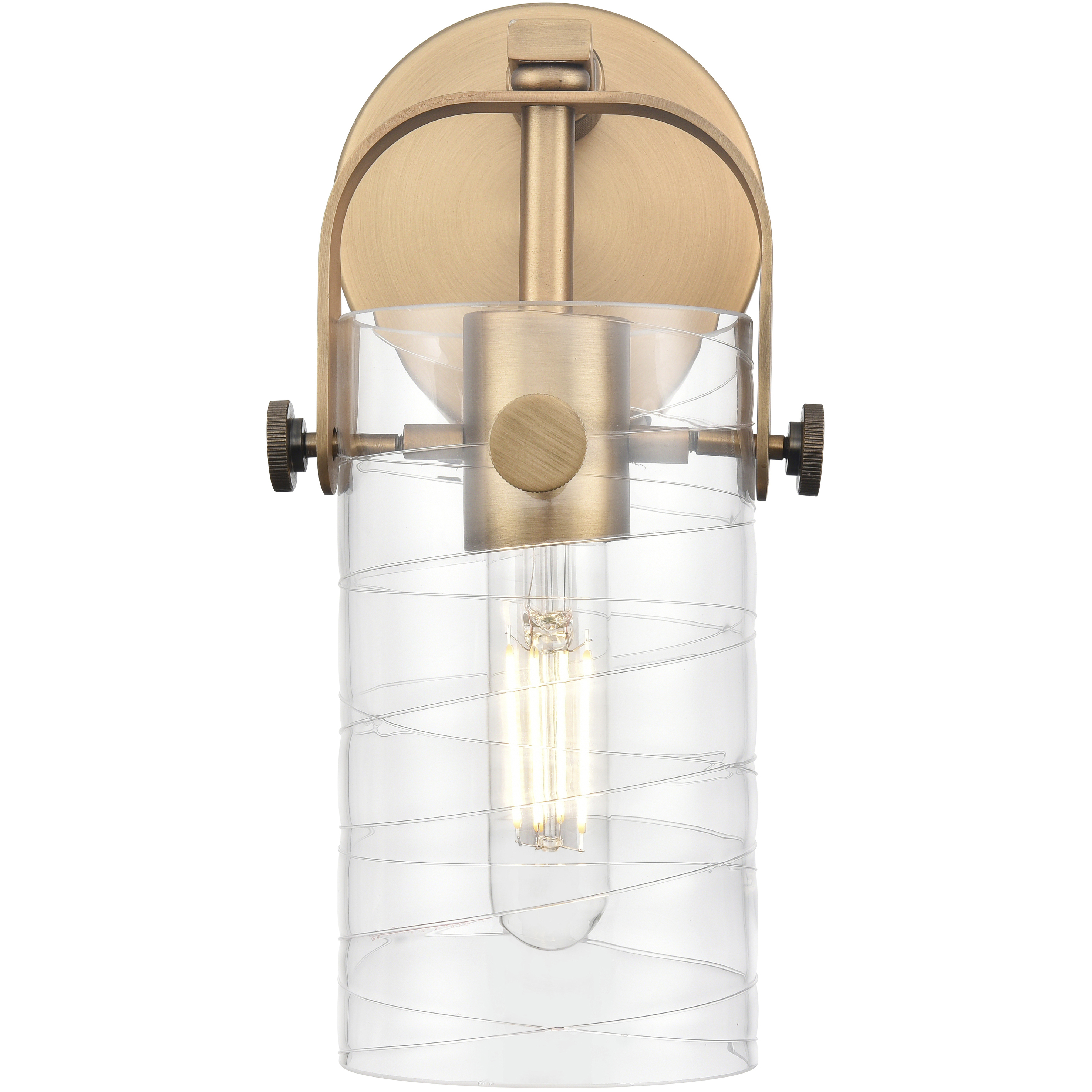 Pilaster II Cylinder 1 Light 4.5 inch Brushed Brass Sconce Wall Light in Deco Swirl Glass